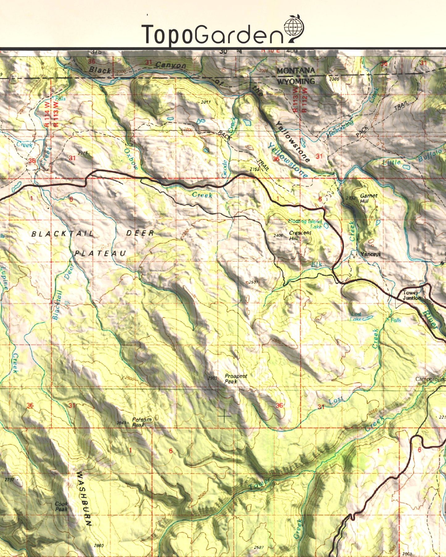 1983 Northern Yellowstone National Park | 30'x60' Shaded Historic USGS Map