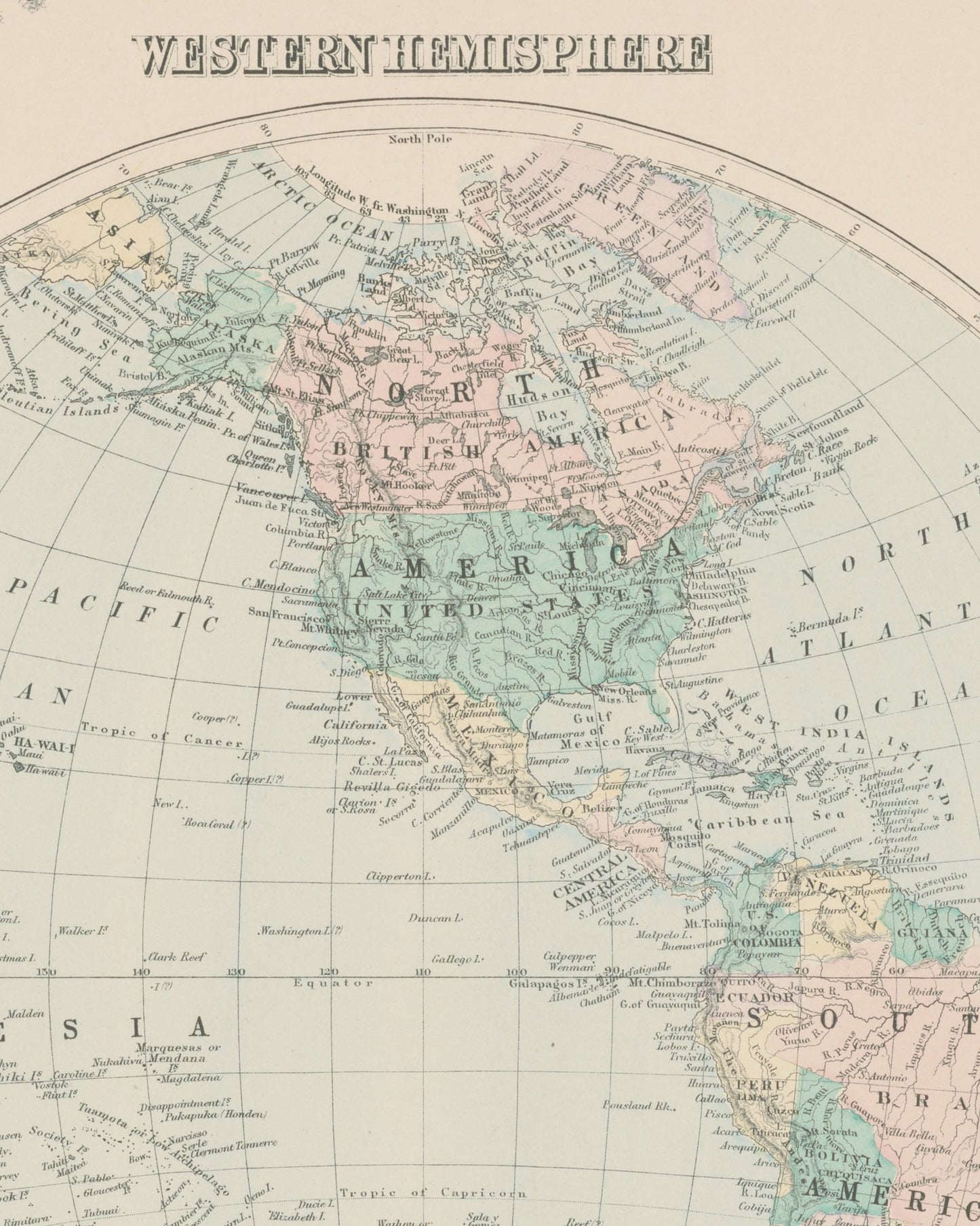 1879 Antique World Map | Principal River Length and Mountain Height