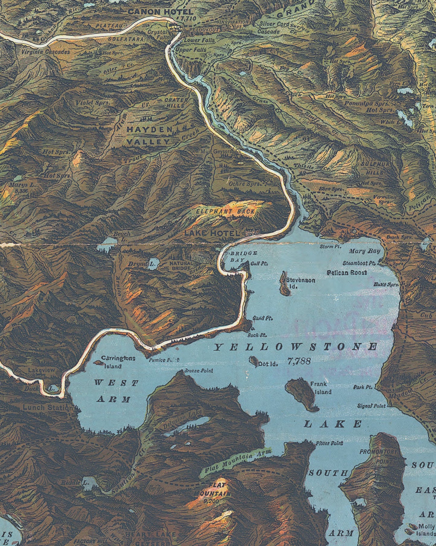 1895 Yellowstone Tourism Map | Panoramic Topographic Map
