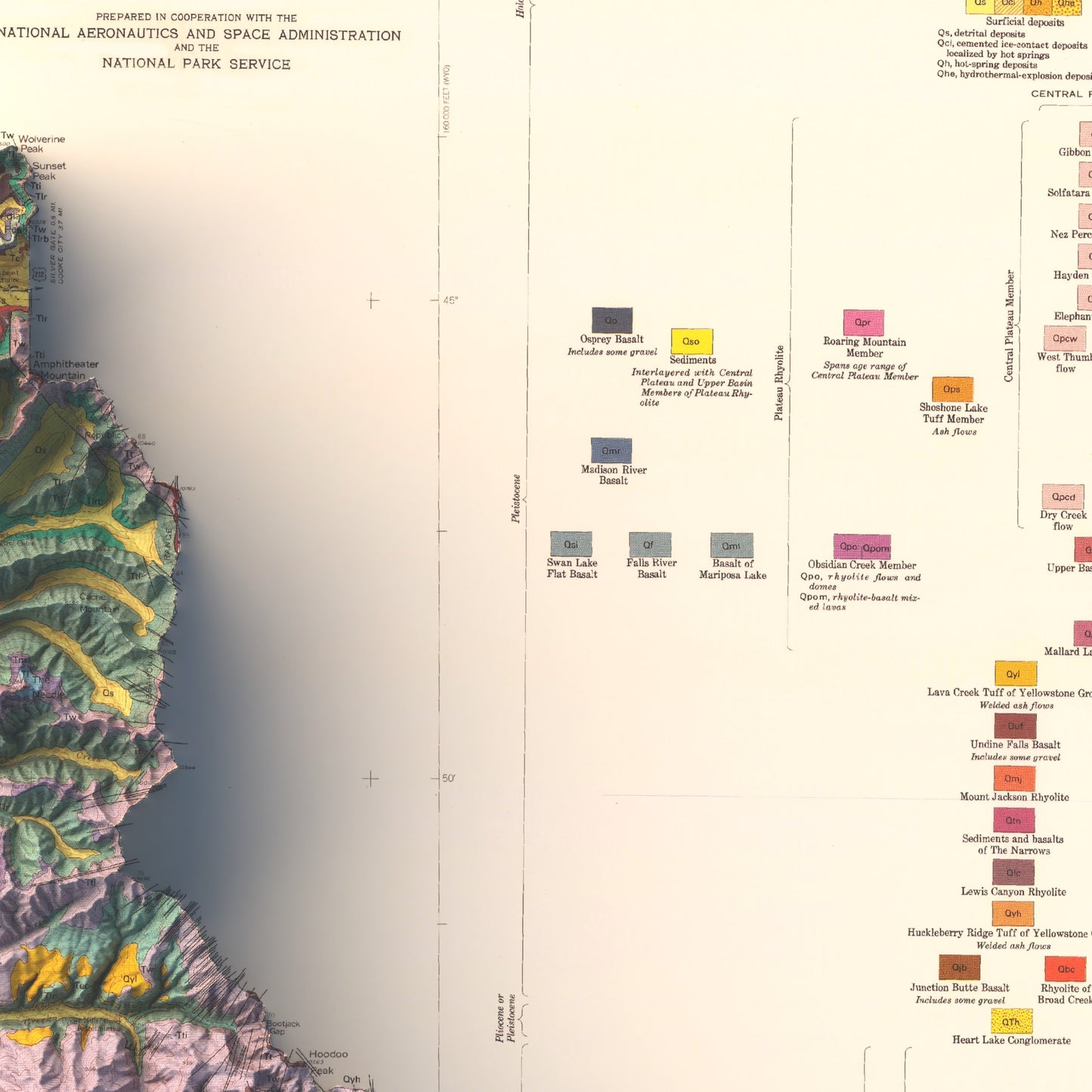 Yellowstone National Park | Historic Shaded 2001 Geologic Map