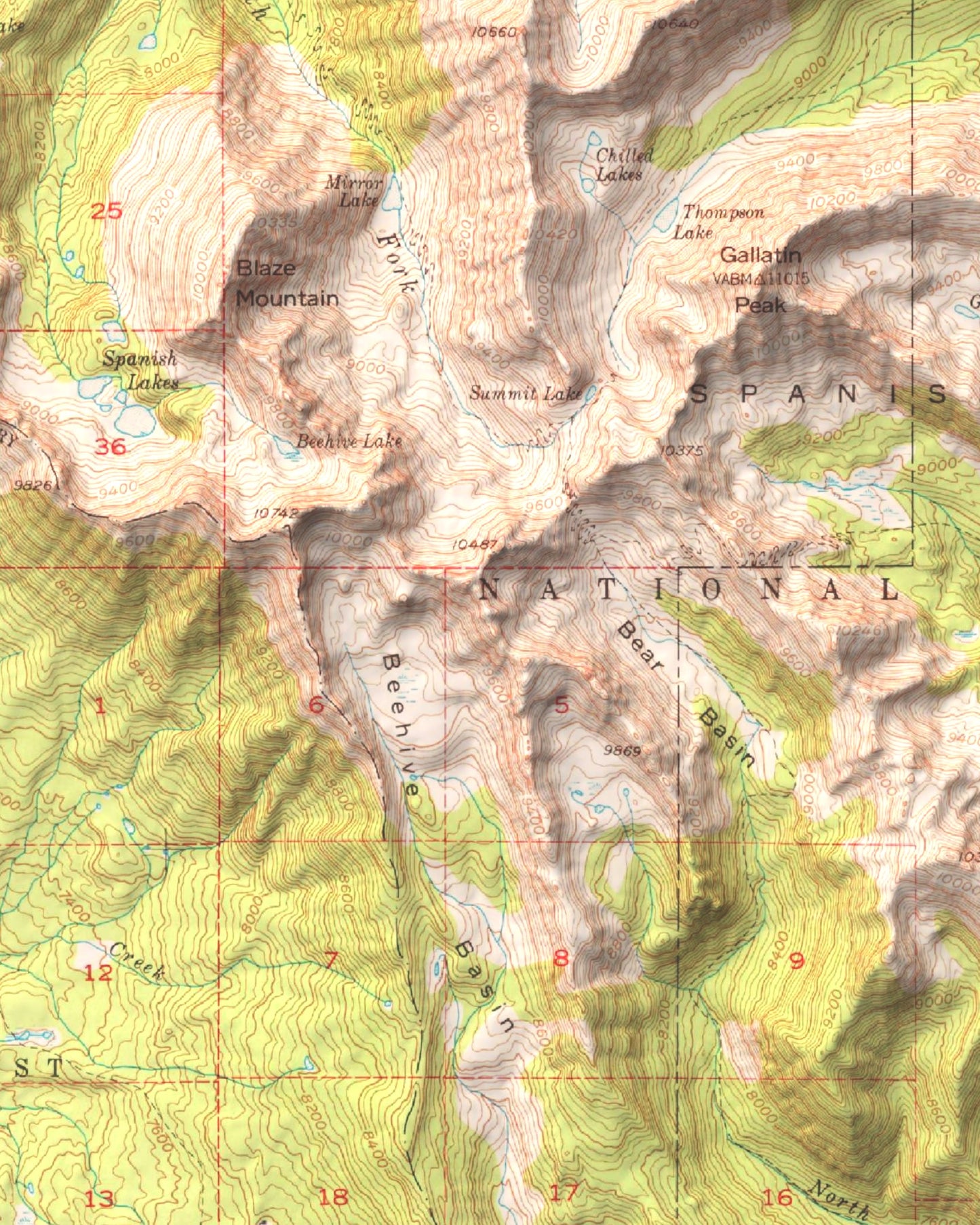 1950 Big Sky, MT | 15'x15' Shaded Historic USGS Map