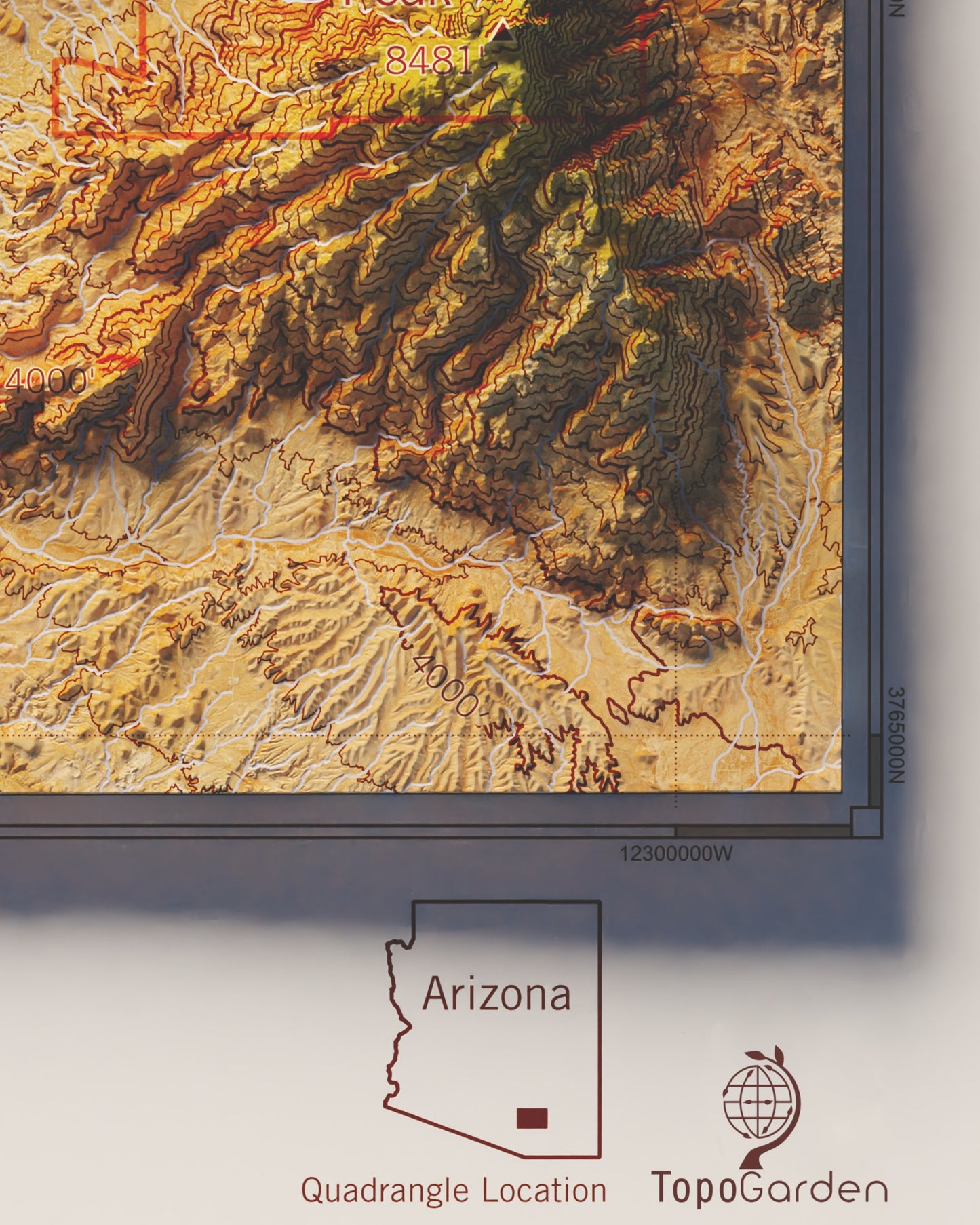 Tucson, AZ and Saguaro National Park | Shaded Relief Map