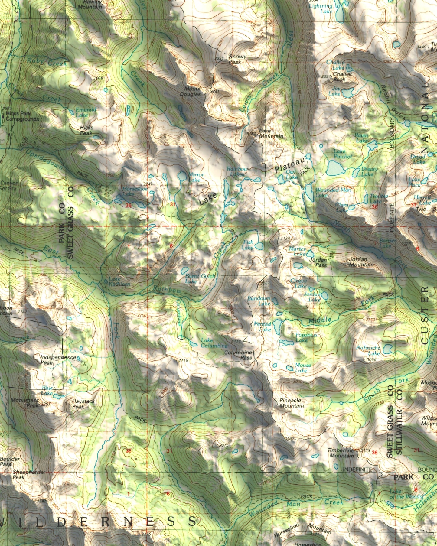 1992 Gardiner, MT | 30'x60' Shaded Historic USGS Map
