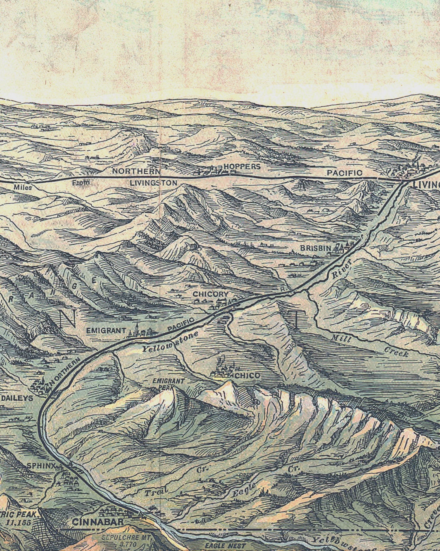 1895 Yellowstone Tourism Map | Panoramic Topographic Map