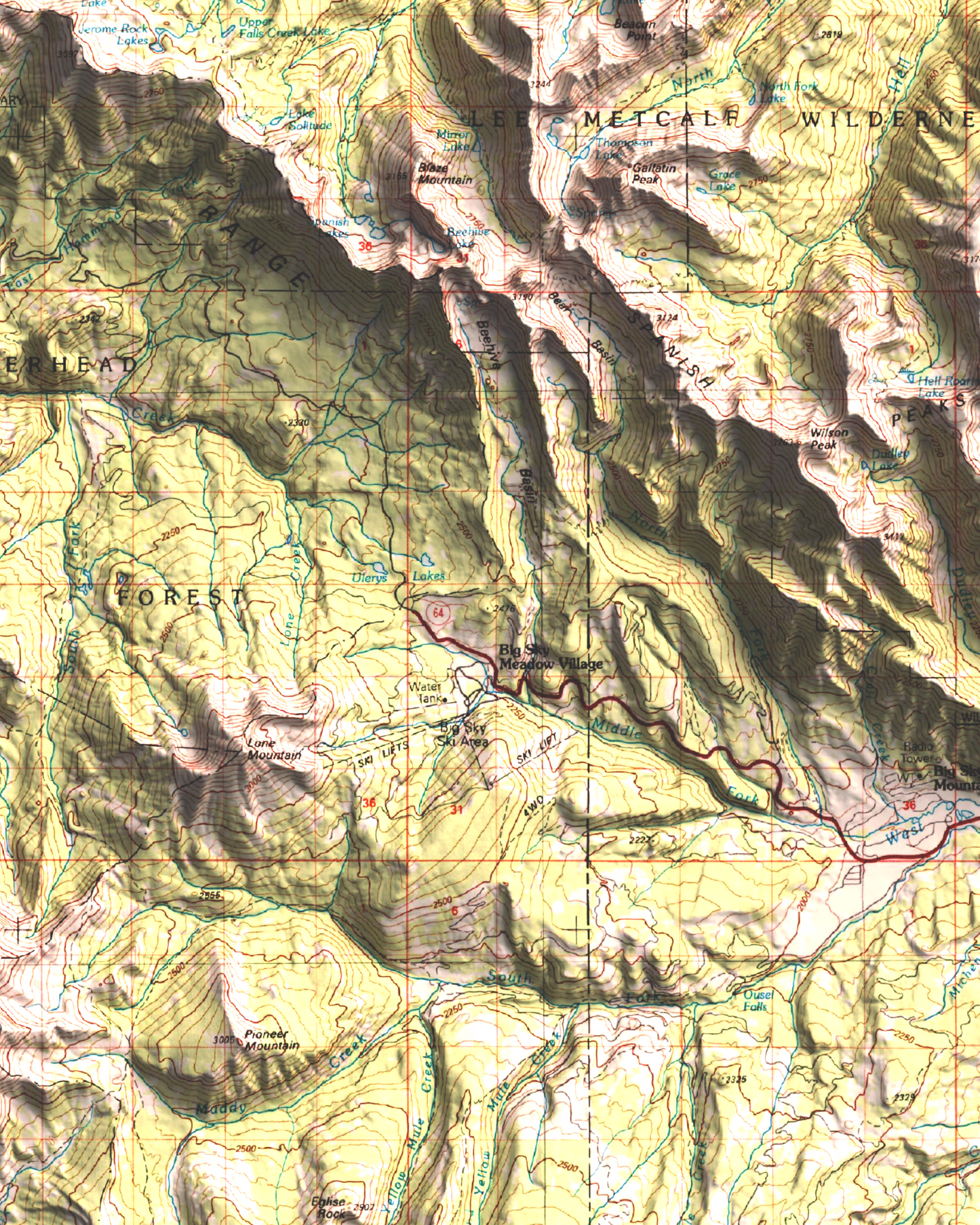 1989 Ennis, MT | 30'x60' Shaded Historic USGS Map