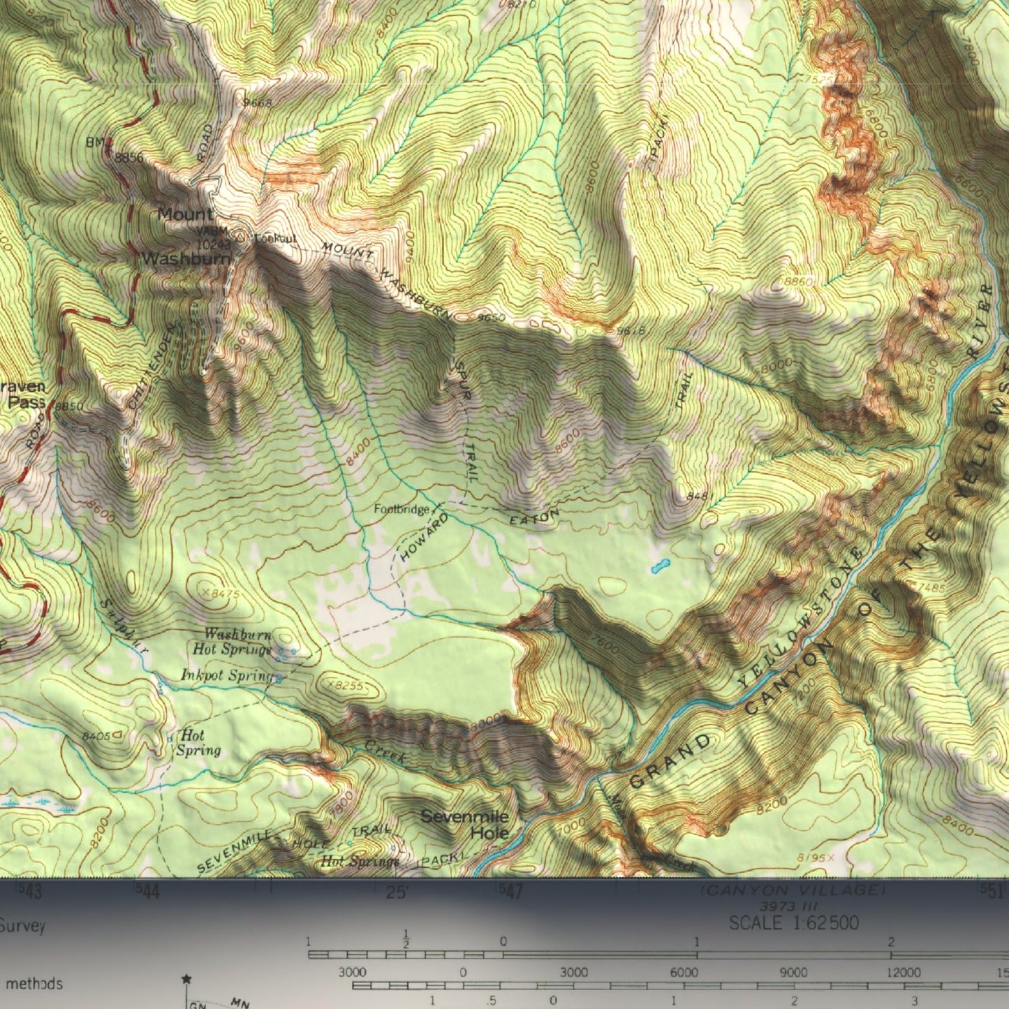 1959 Yellowstone National Park | Tower Junction | 15'x15' Shaded Historic USGS Map