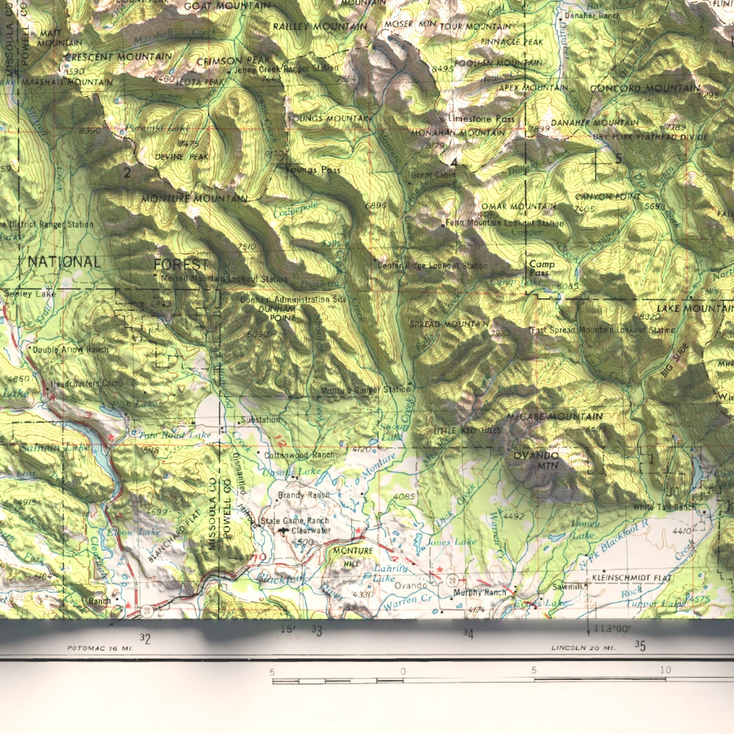 1976 Choteau, MT | 1x2 Degree Shaded Historic USGS Map