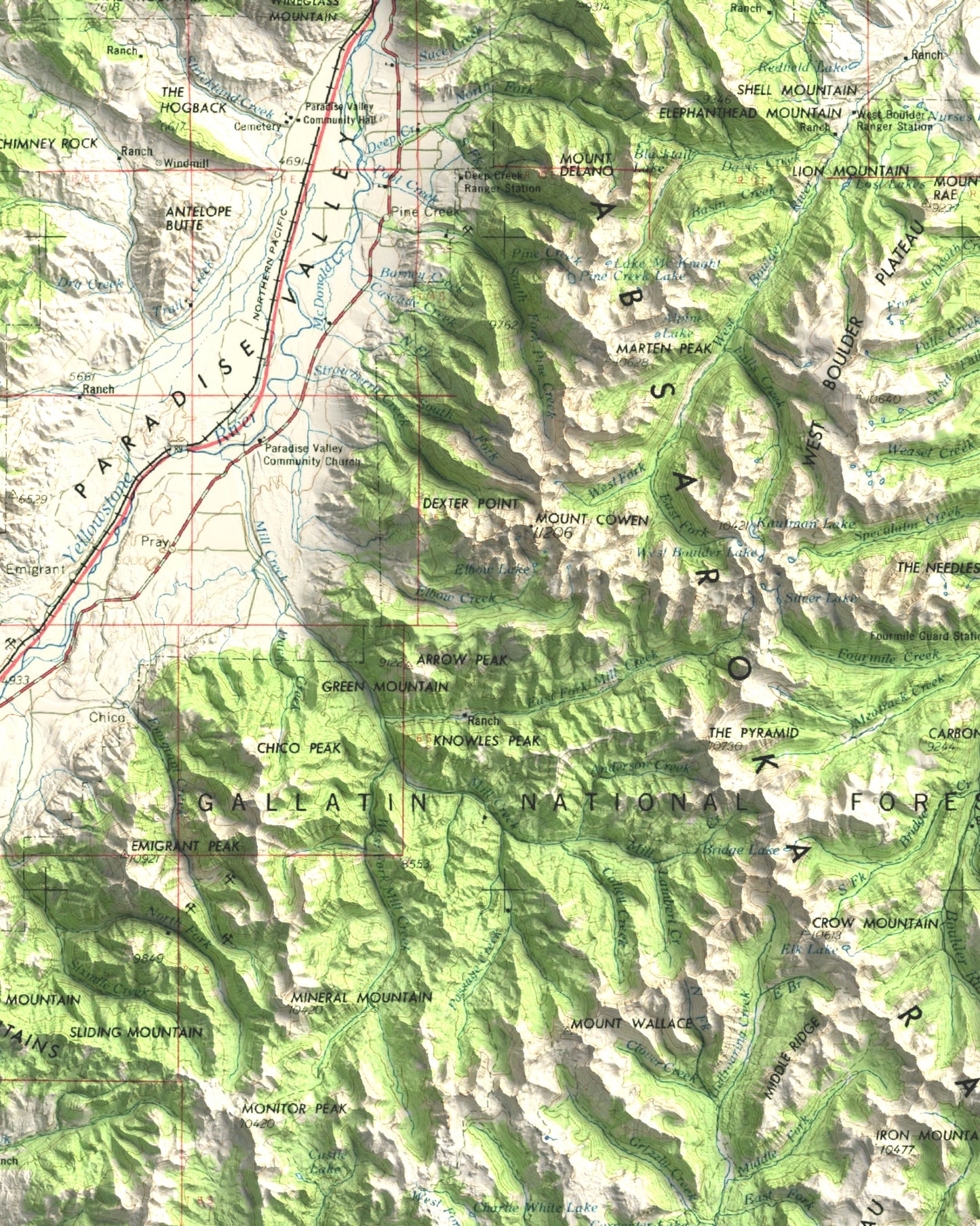 1958 Bozeman, MT | 1x2 Degree Shaded Historic USGS Map