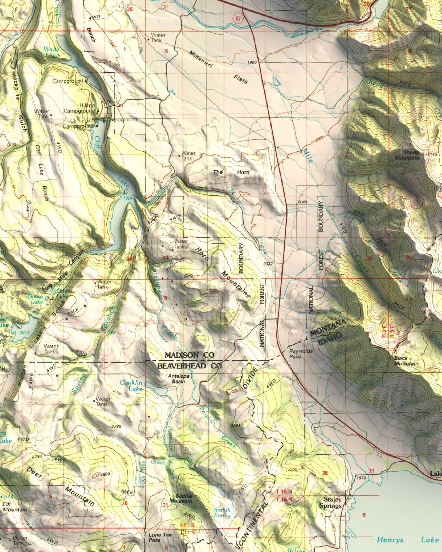 1993 Hebgen Lake / West Yellowstone, MT | 30'x60' Shaded Historic USGS Map