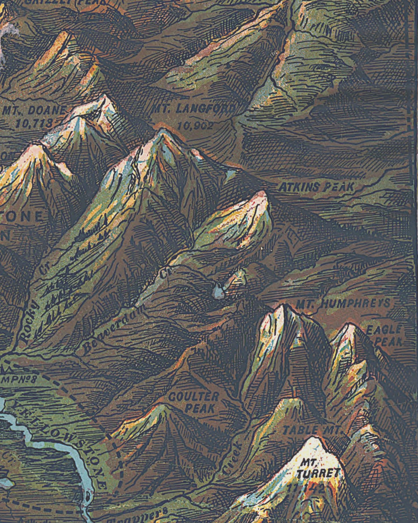 1895 Yellowstone Tourism Map | Panoramic Topographic Map