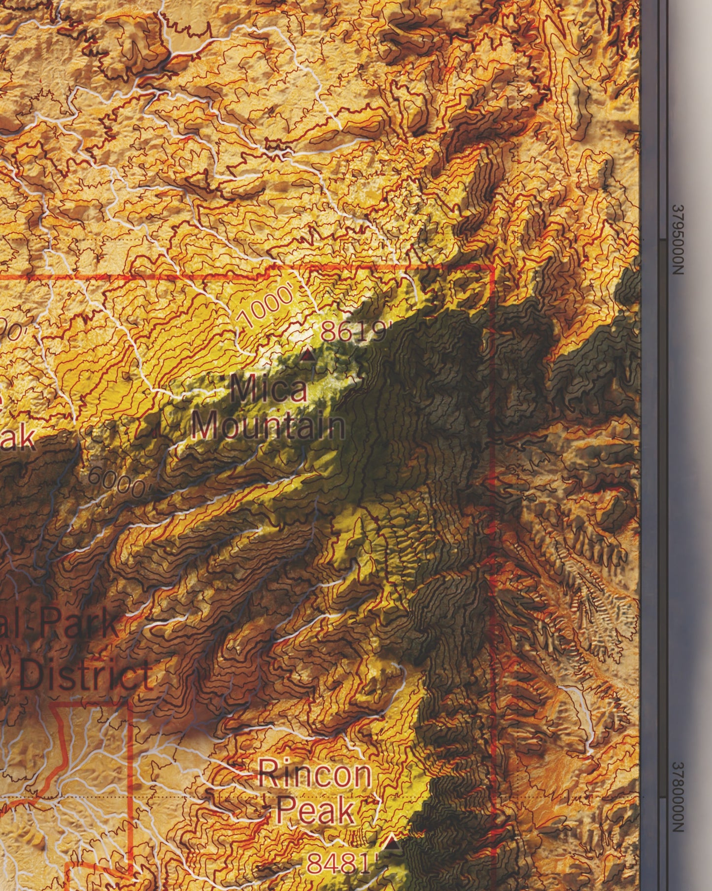 Tucson, AZ and Saguaro National Park | Shaded Relief Map