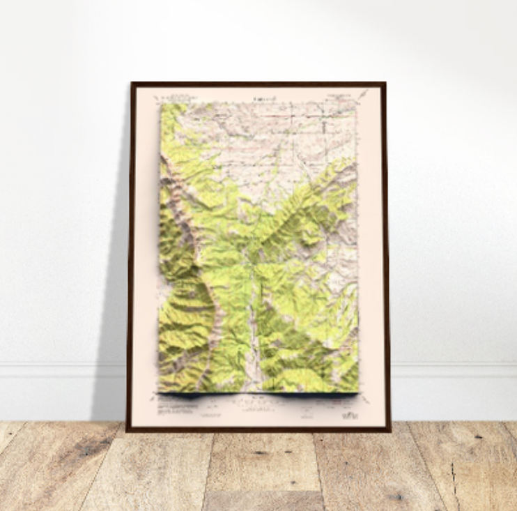 1951, Bridger Mountains and Sedan, MT | 15'x15' Shaded Historic USGS Map