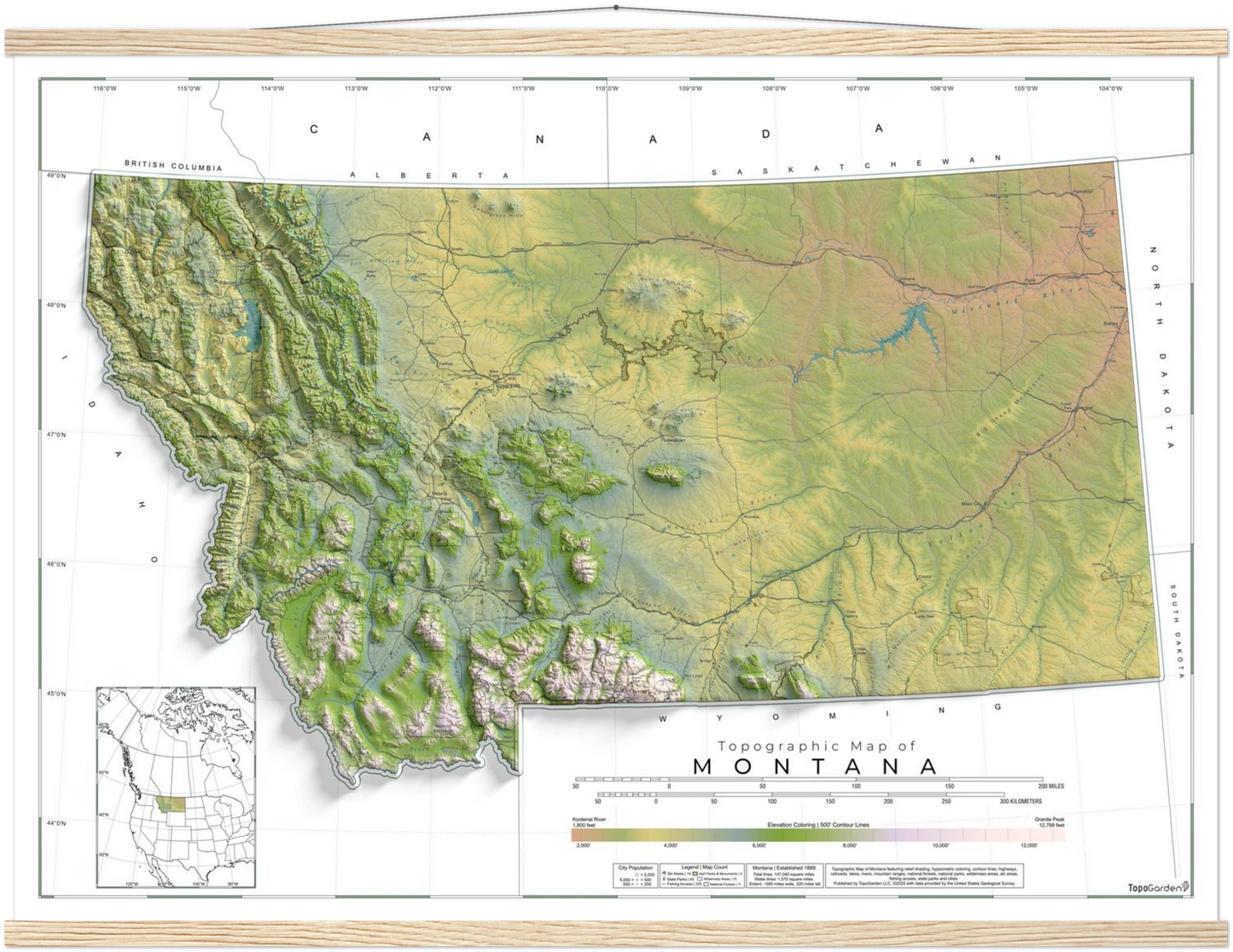 Montana Ranges and Rivers | Topographic Map of Montana