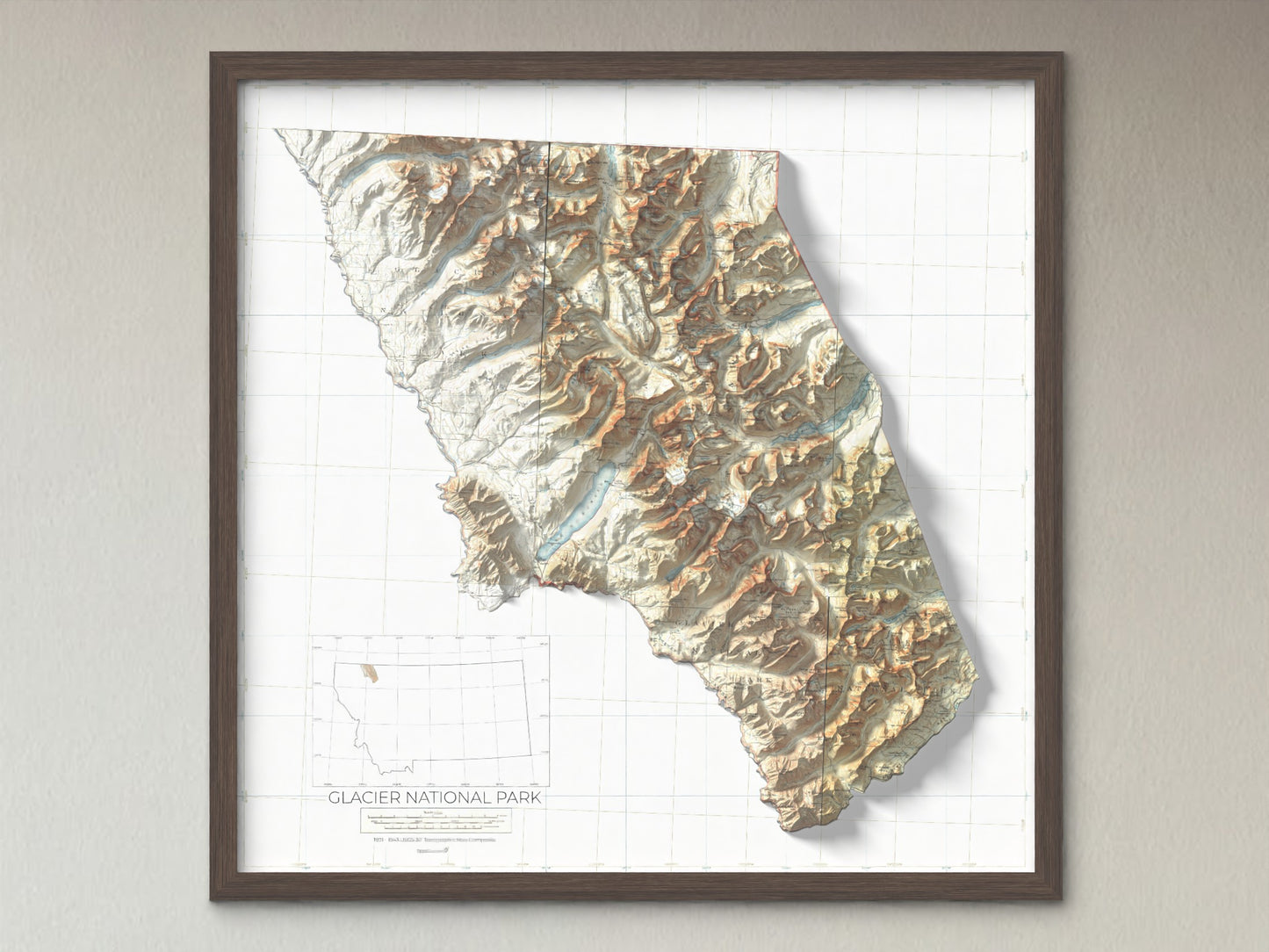 1901 - 1943 Glacier National Park, MT | 30' X 30' Shaded Historic USGS Composite Map