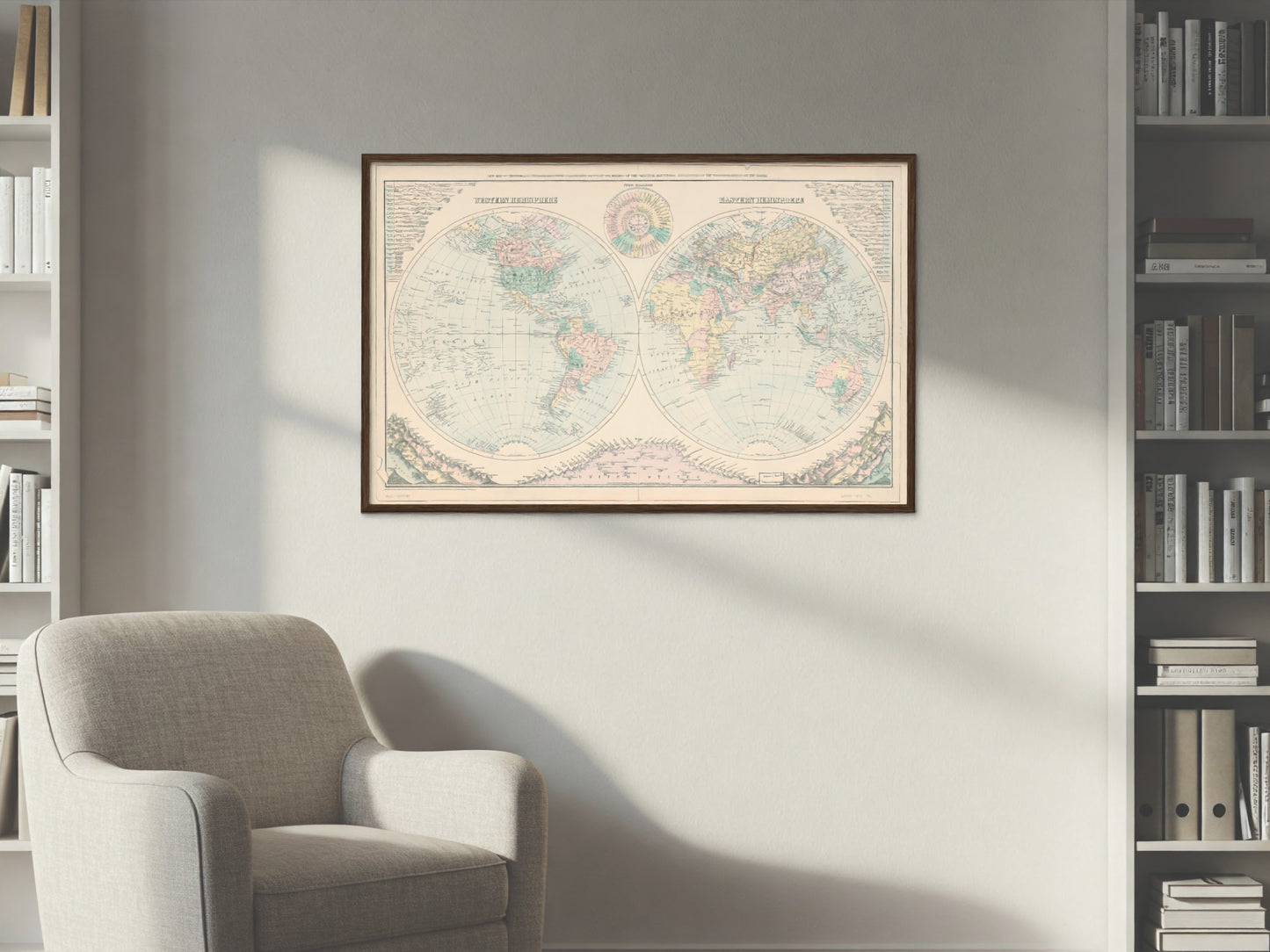 1879 Antique World Map | Principal River Length and Mountain Height