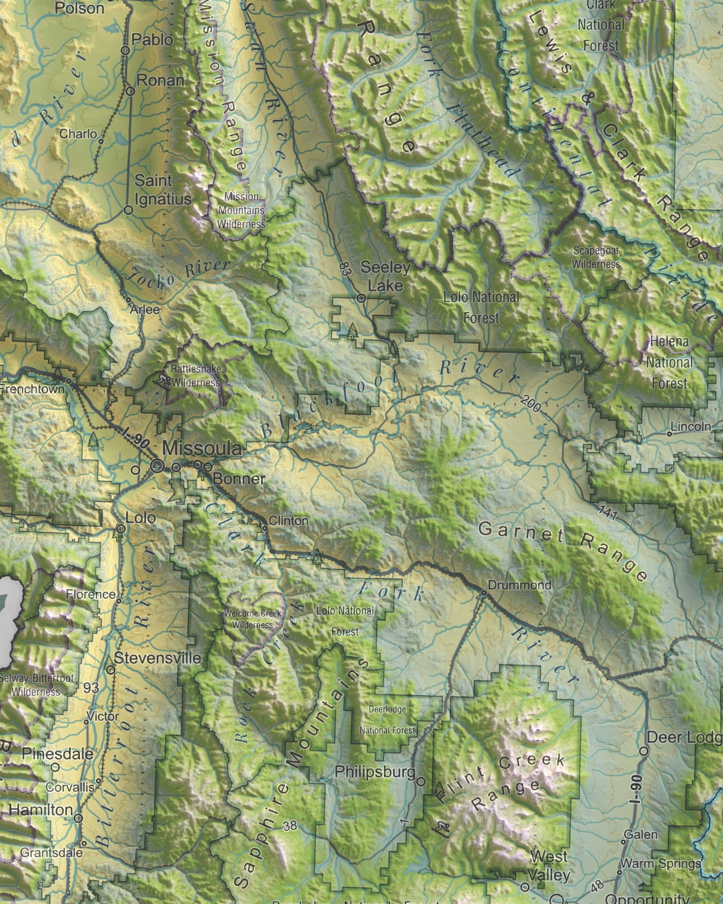 Montana Ranges and Rivers | Ultimate Topographic Map of Montana