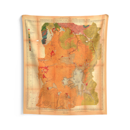 1878 Yellowstone Geologic Map | Enhanced and Remastered | Tapestry and Duvet