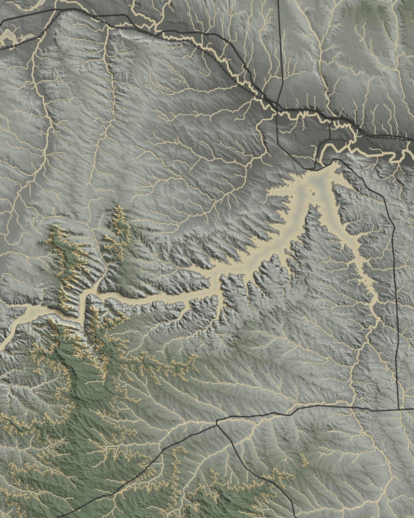 Colorful Hypsometric Maps of Montana | Hydrology, Roads, Contours and Shading