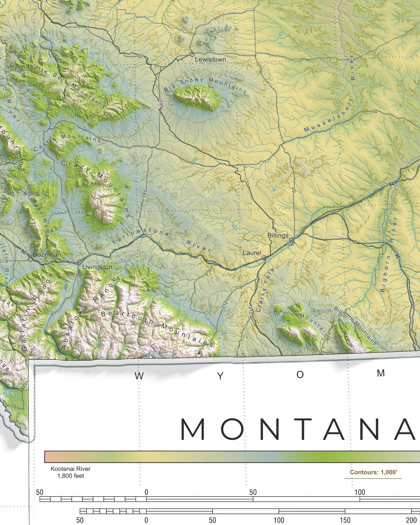 Montana Ranges and Rivers | Ultimate Topographic Map of Montana