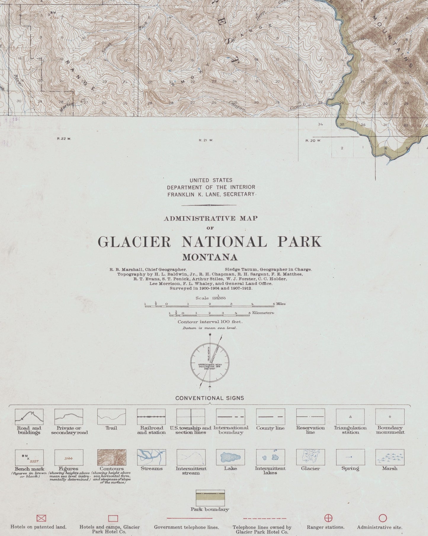 1915 Glacier National Park | Historic Topographic US DOI Map