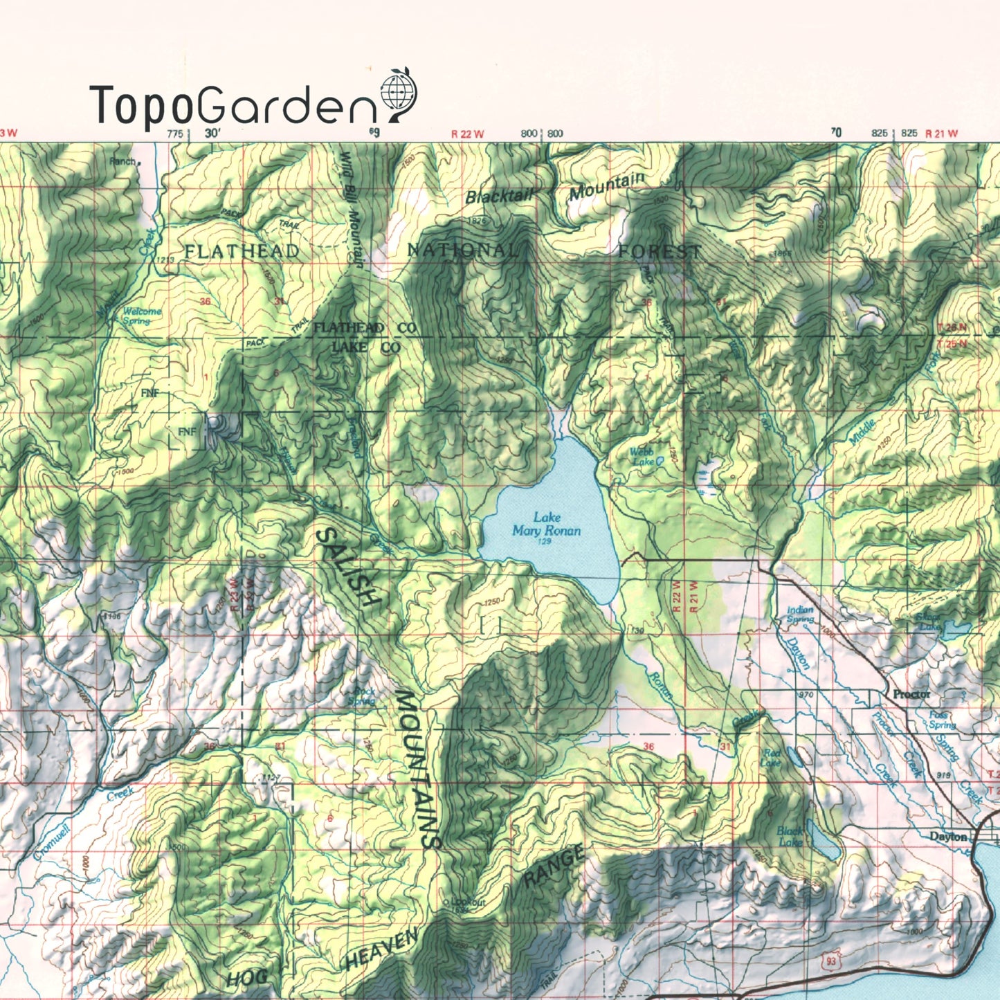1980 Polson, MT | 30'x60' Shaded Historic USGS Map