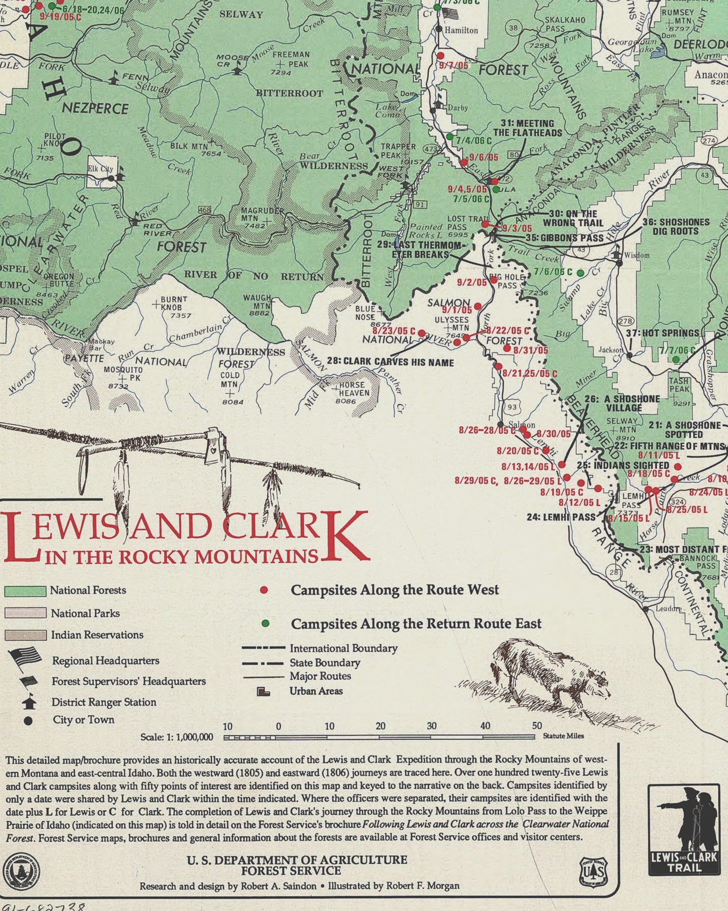 Lewis and Clarke in The Rocky Mountains | Historic Topographic Map