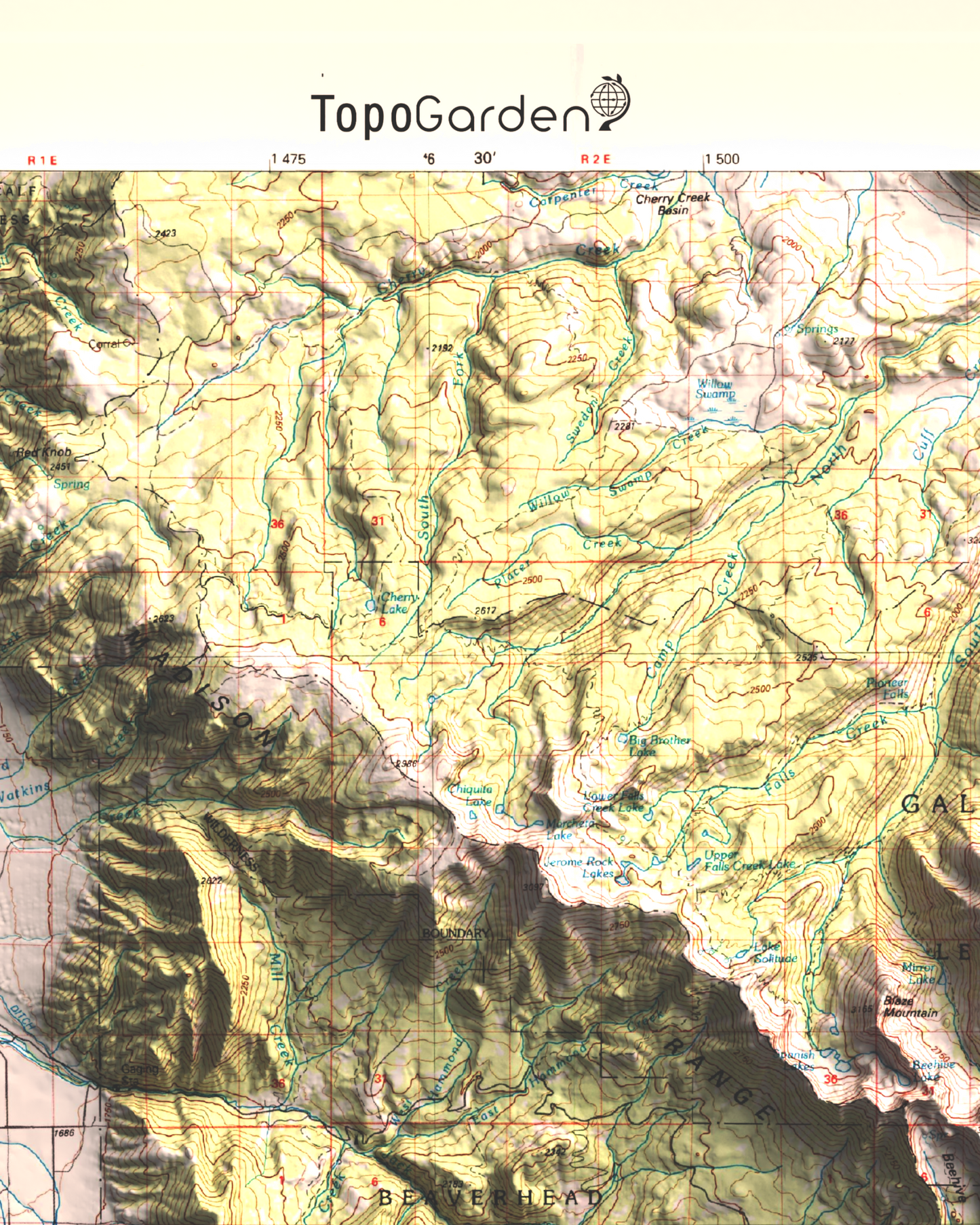 1989 Ennis, MT | 30'x60' Shaded Historic USGS Map