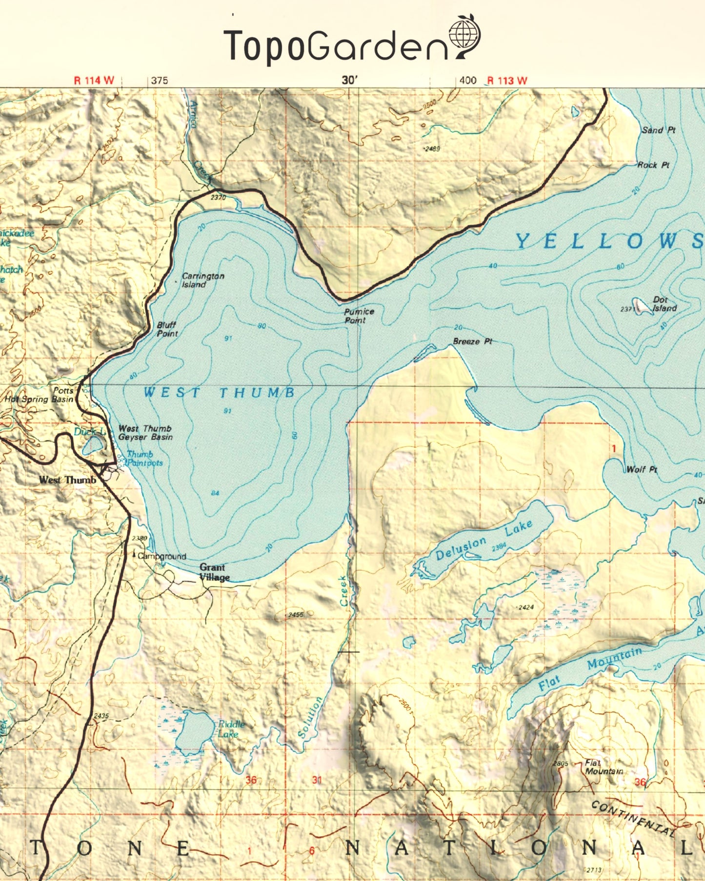 1982 Southern Yellowstone National Park | 30'x60' Shaded Historic USGS Map