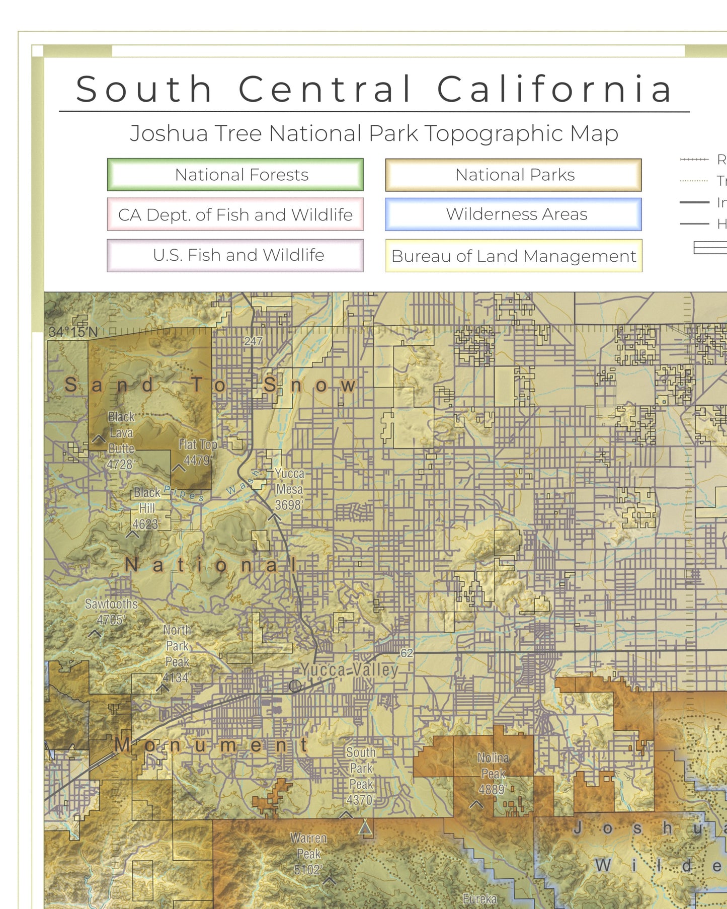 Joshua Tree National Park | Topographic Recreation Map