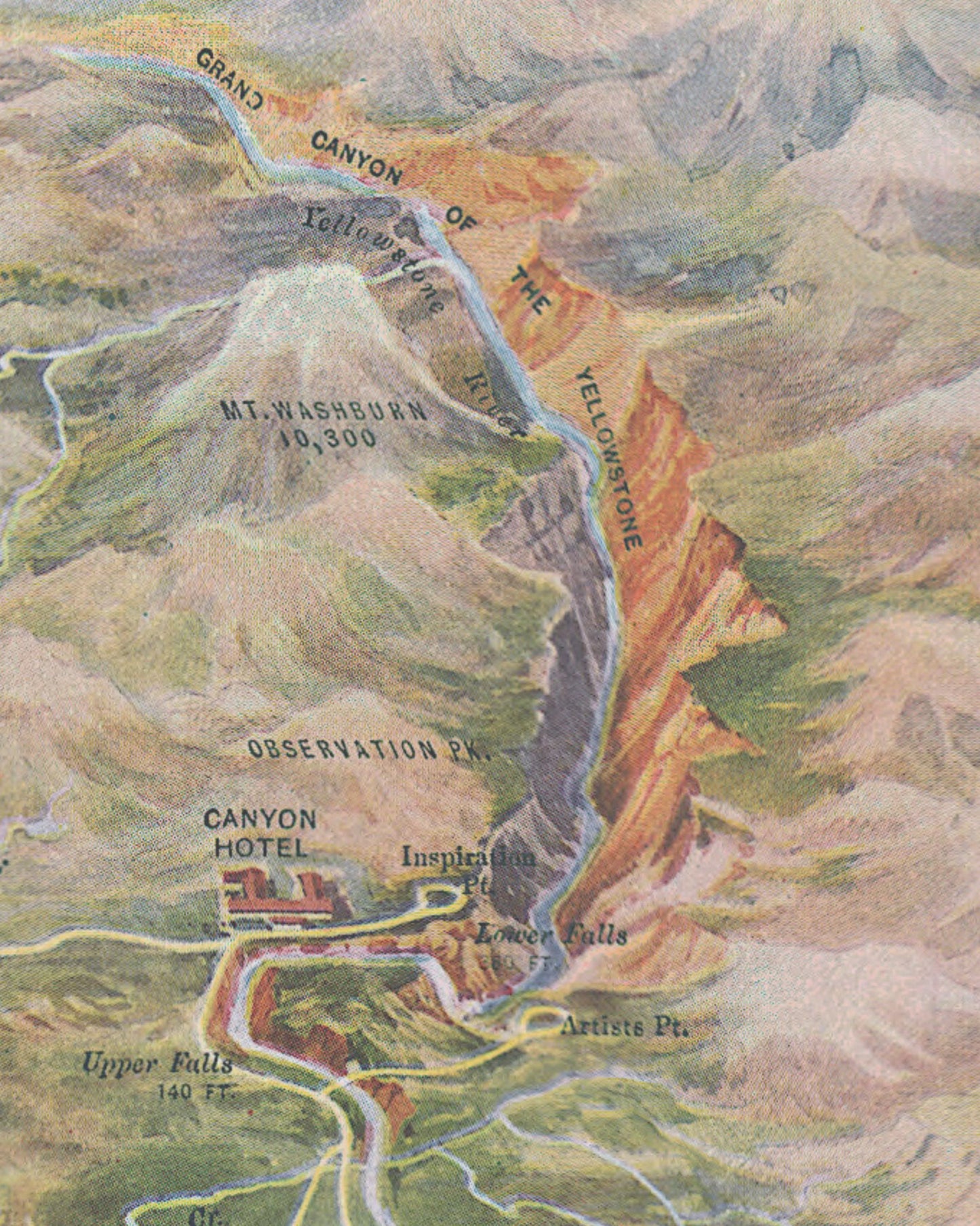 Historic Yellowstone Tourism Map | Panoramic Cartoon Map