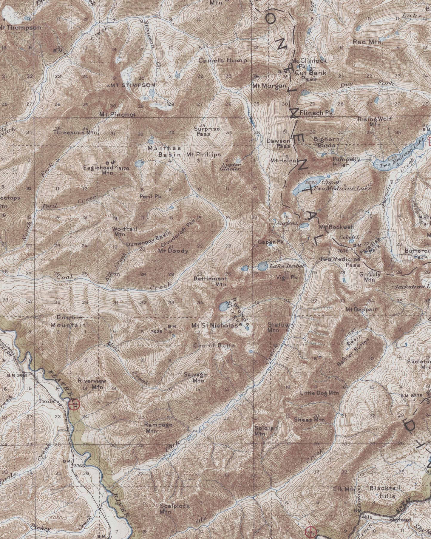 1915 Glacier National Park | Historic Topographic US DOI Map