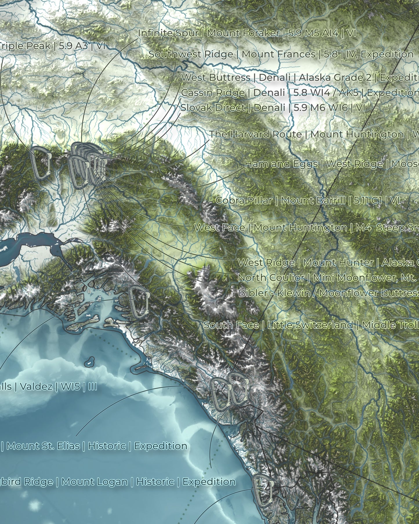 North America Climbing & Mountaineering Map | 125 Select Routes