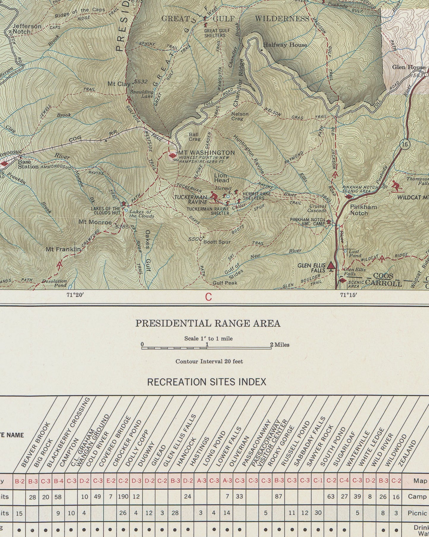 1967 White Mountain National Forest Recreation Map