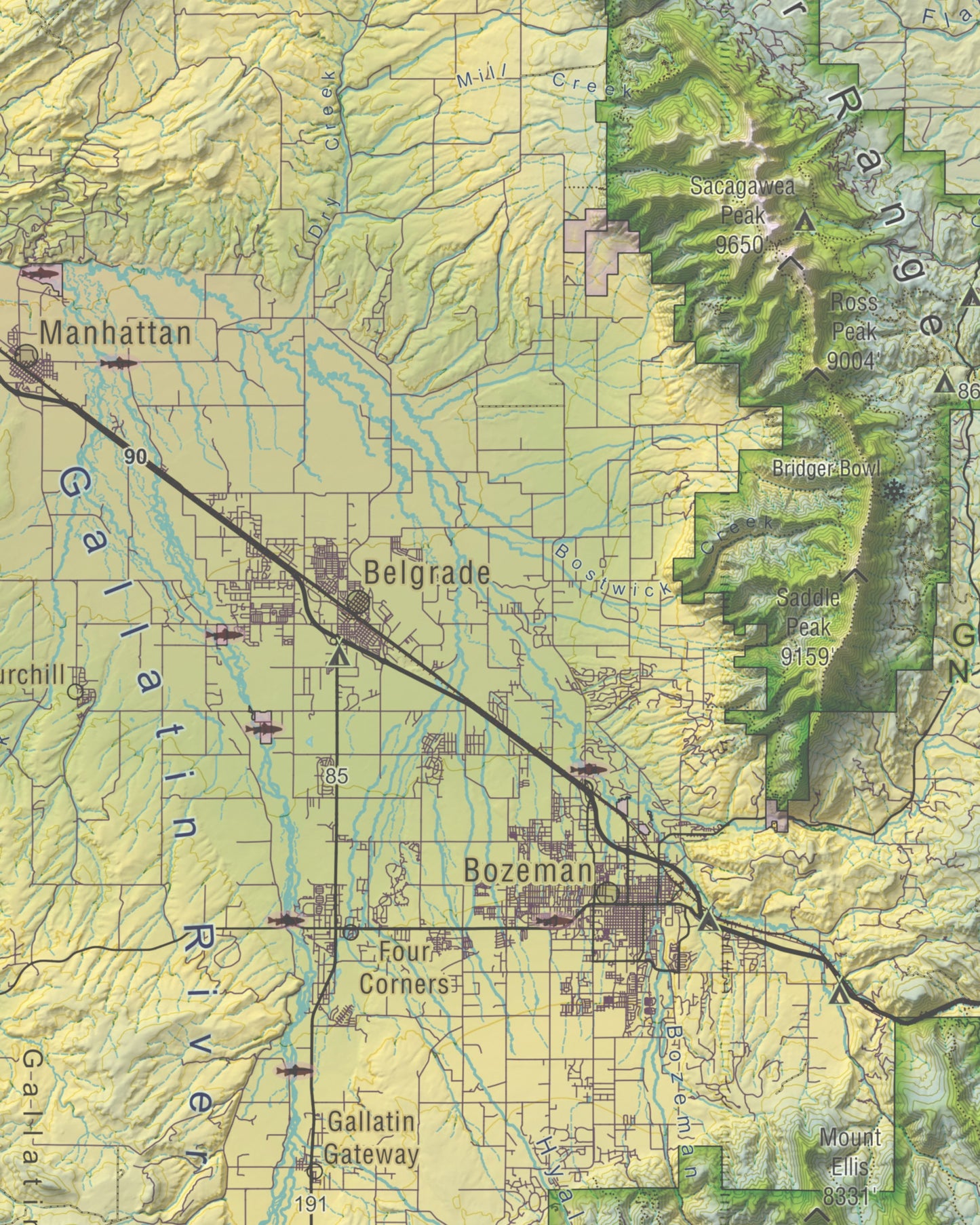 Southwest Montana | Topographic Recreation Map