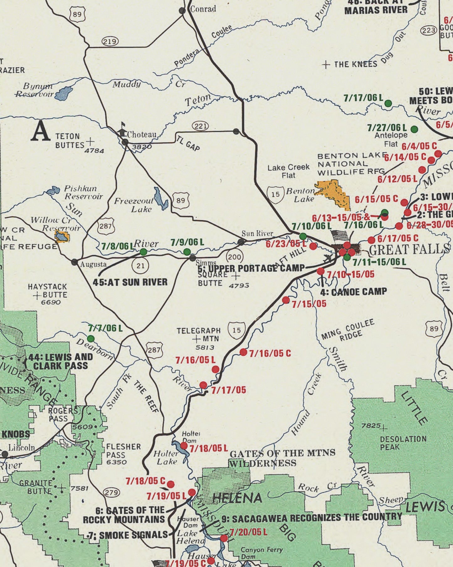 Lewis and Clarke in The Rocky Mountains | Historic Topographic Map