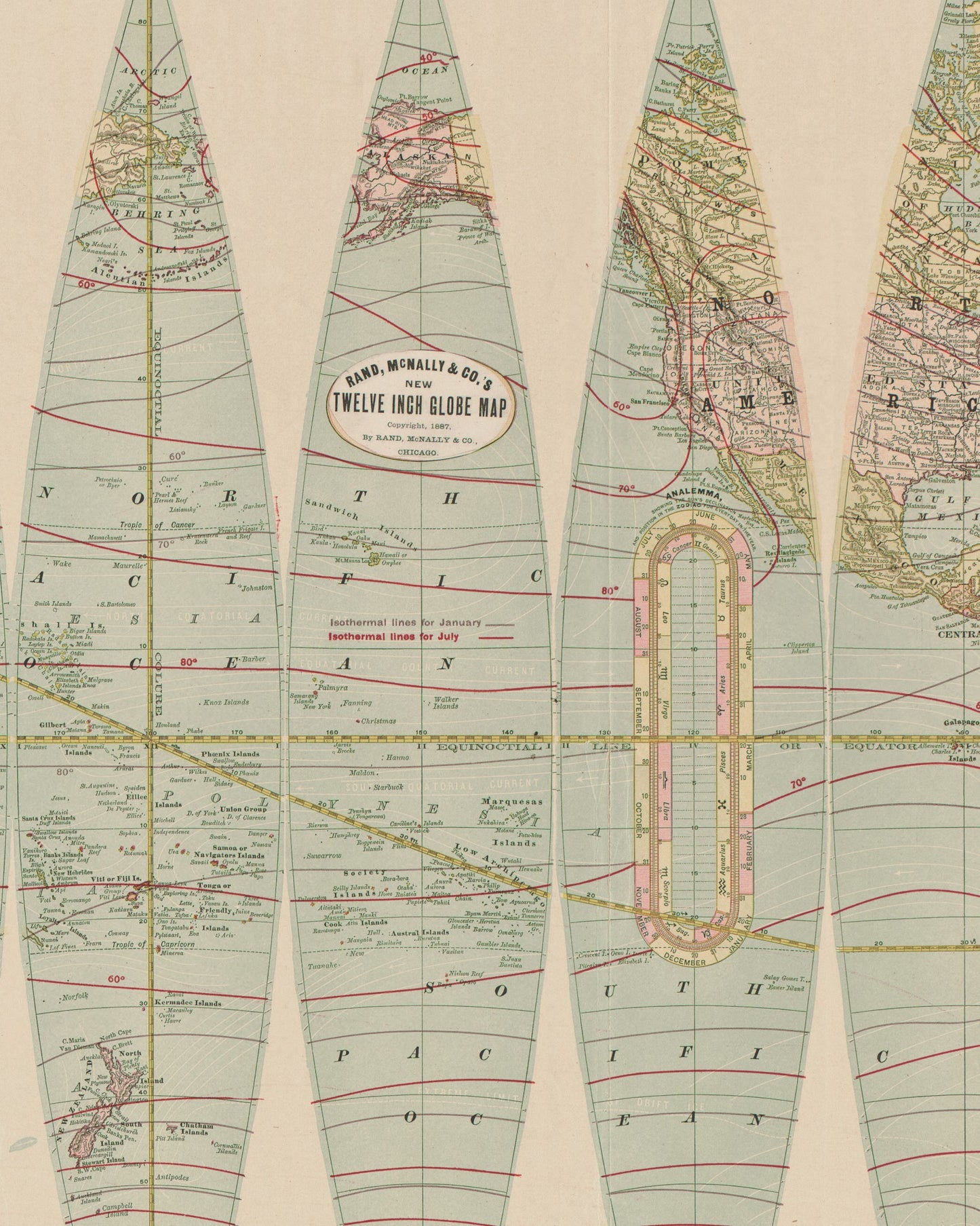 1887 Twelve Inch Globe Map | Flat World Globe