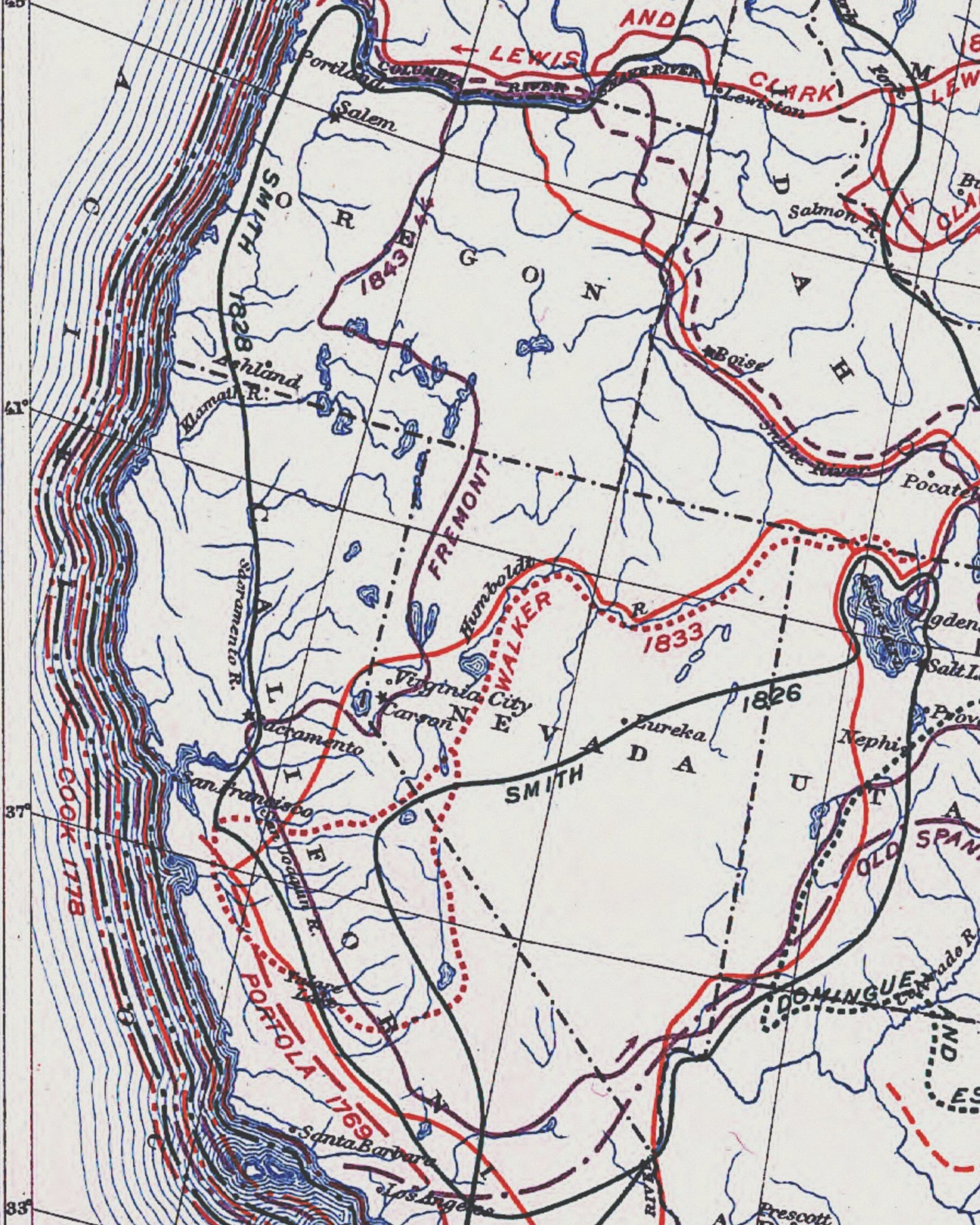 Map of The United States | Routes of Early Explorers