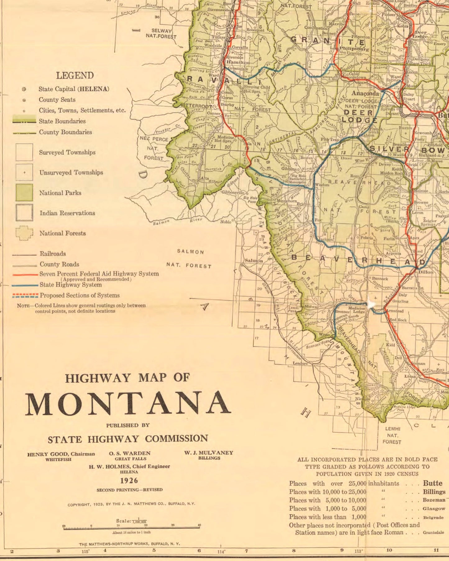 1926 Topographic Highway Map of Montana