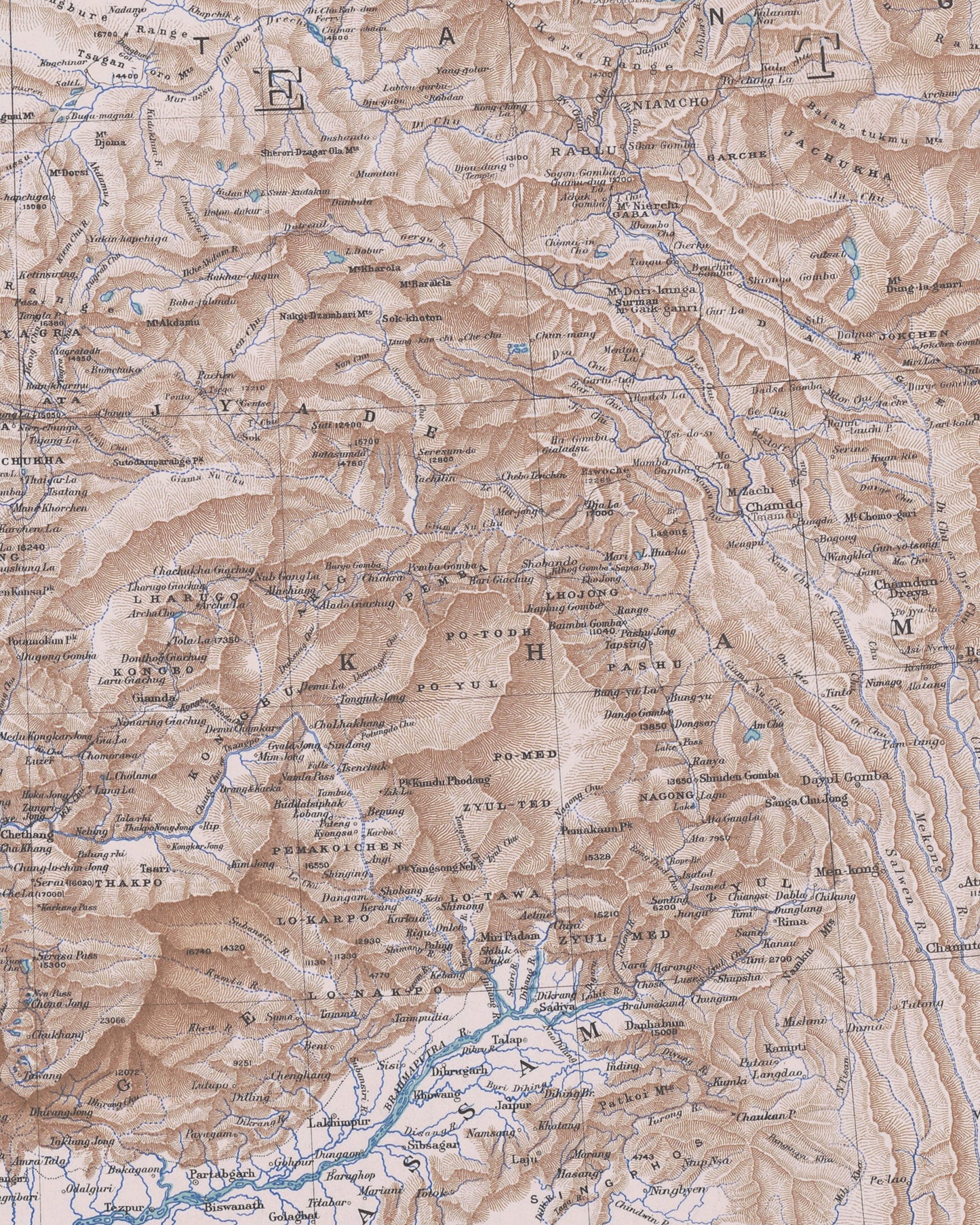 1904 Topographic Map of Tibet