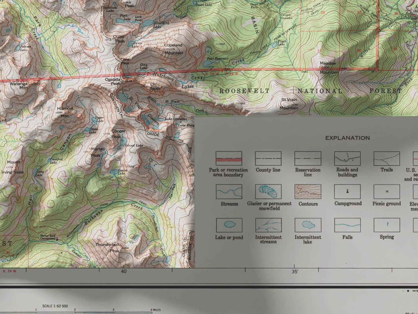 1961 Rocky Mountain National Park, Colorado | Historic USGS Topo Map | Shaded Relief
