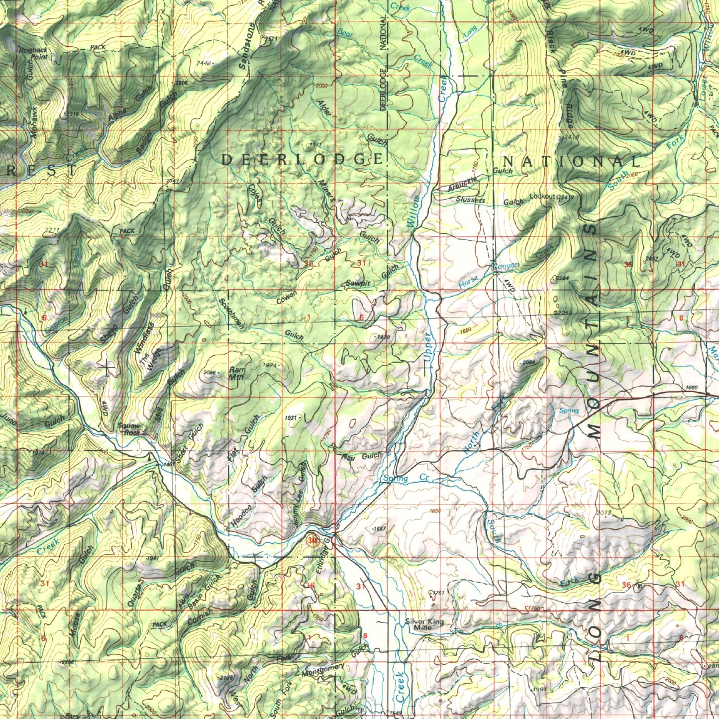 1993 Historic Philipsburg, MT | 30'x60' Shaded Historic USGS Map