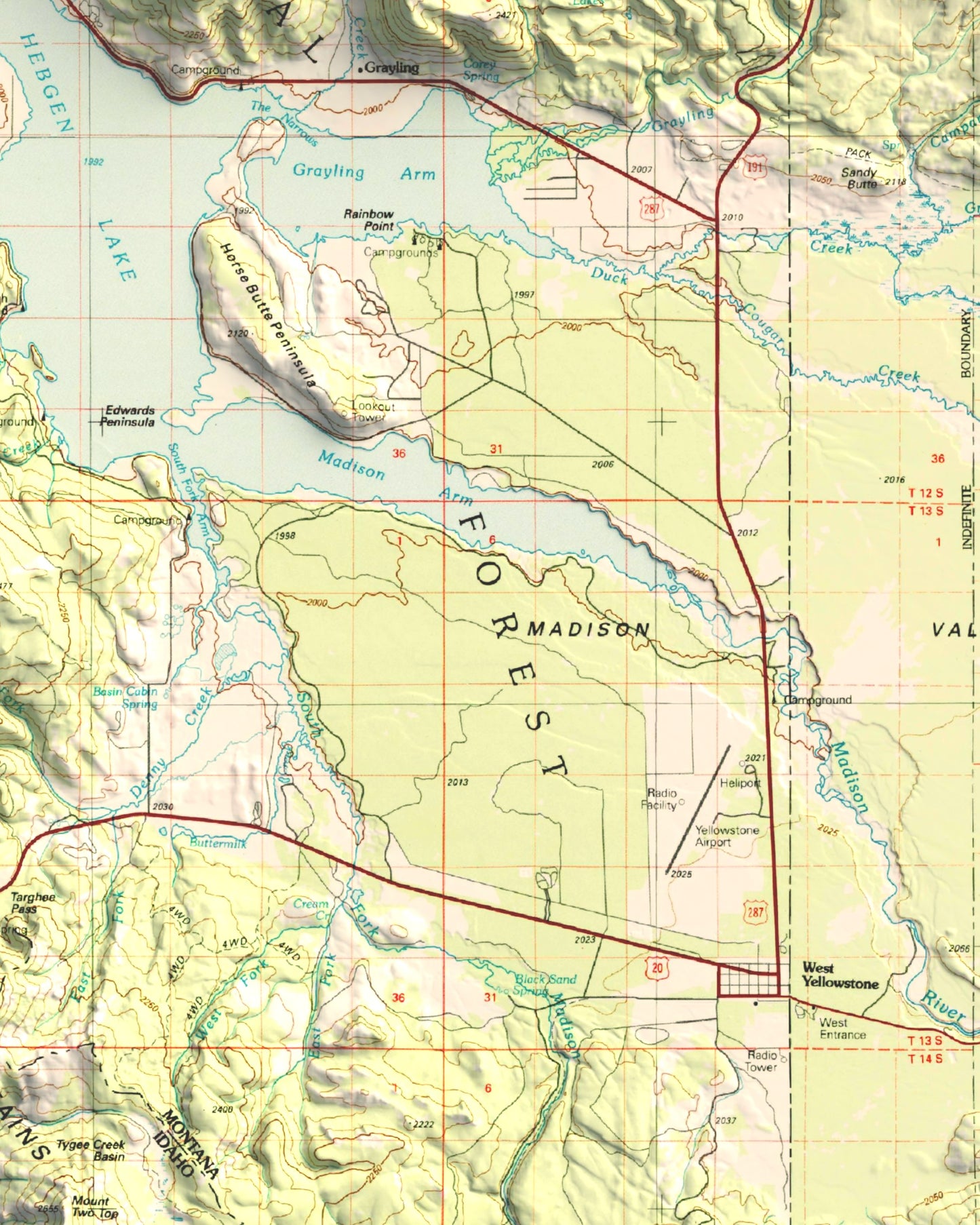 1993 Hebgen Lake / West Yellowstone, MT | 30'x60' Shaded Historic USGS Map