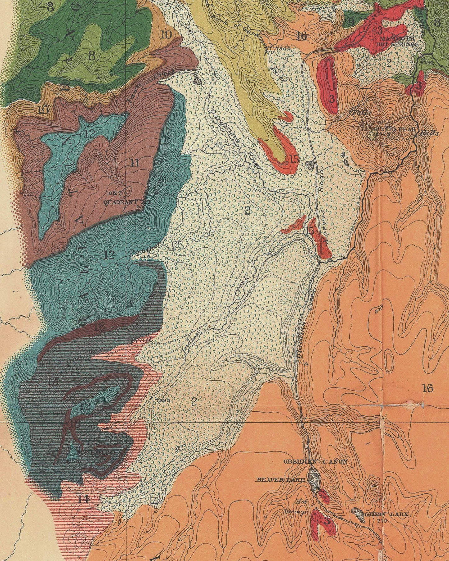 1878 Yellowstone Geologic Map | Enhanced and Remastered Geologic Map by Ferdinand V. Hayden