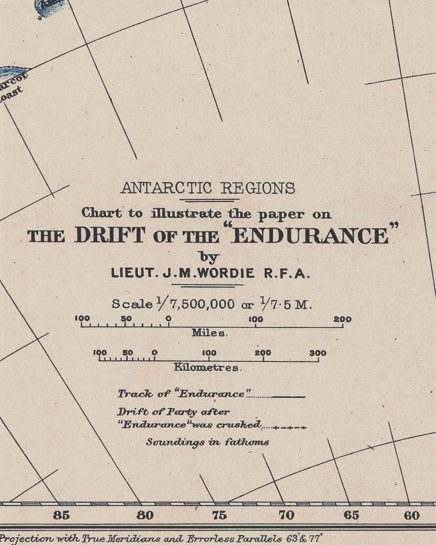 The Drift of The Endurance | 1918 Map of the Antarctic Shackleton Expedition