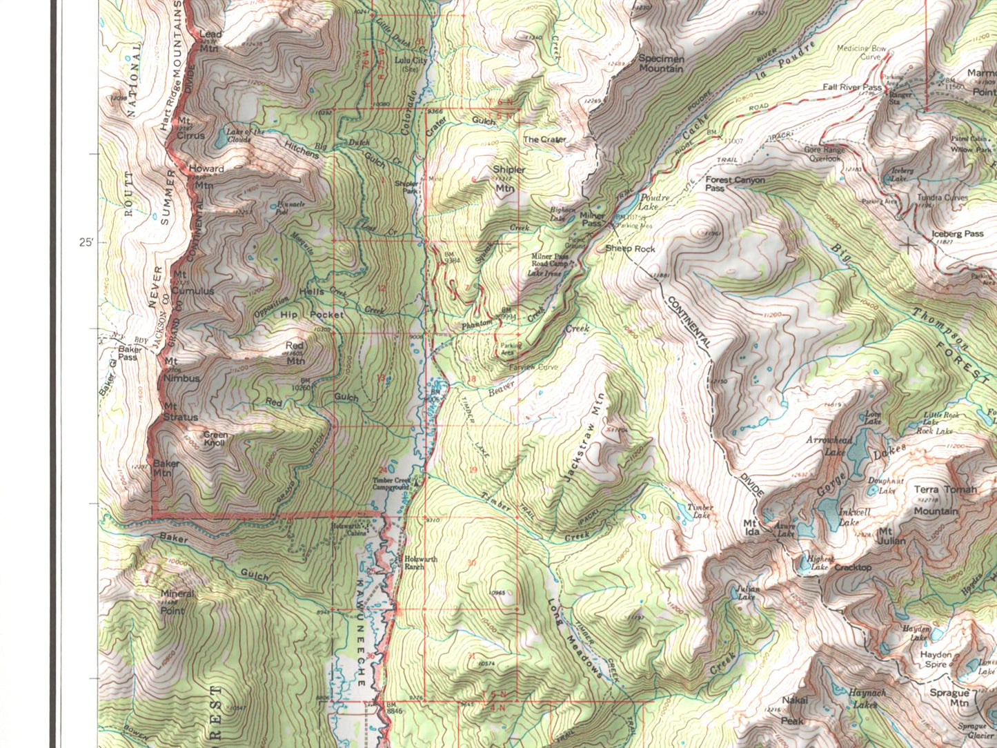 1961 Rocky Mountain National Park, Colorado | Historic USGS Topo Map | Shaded Relief