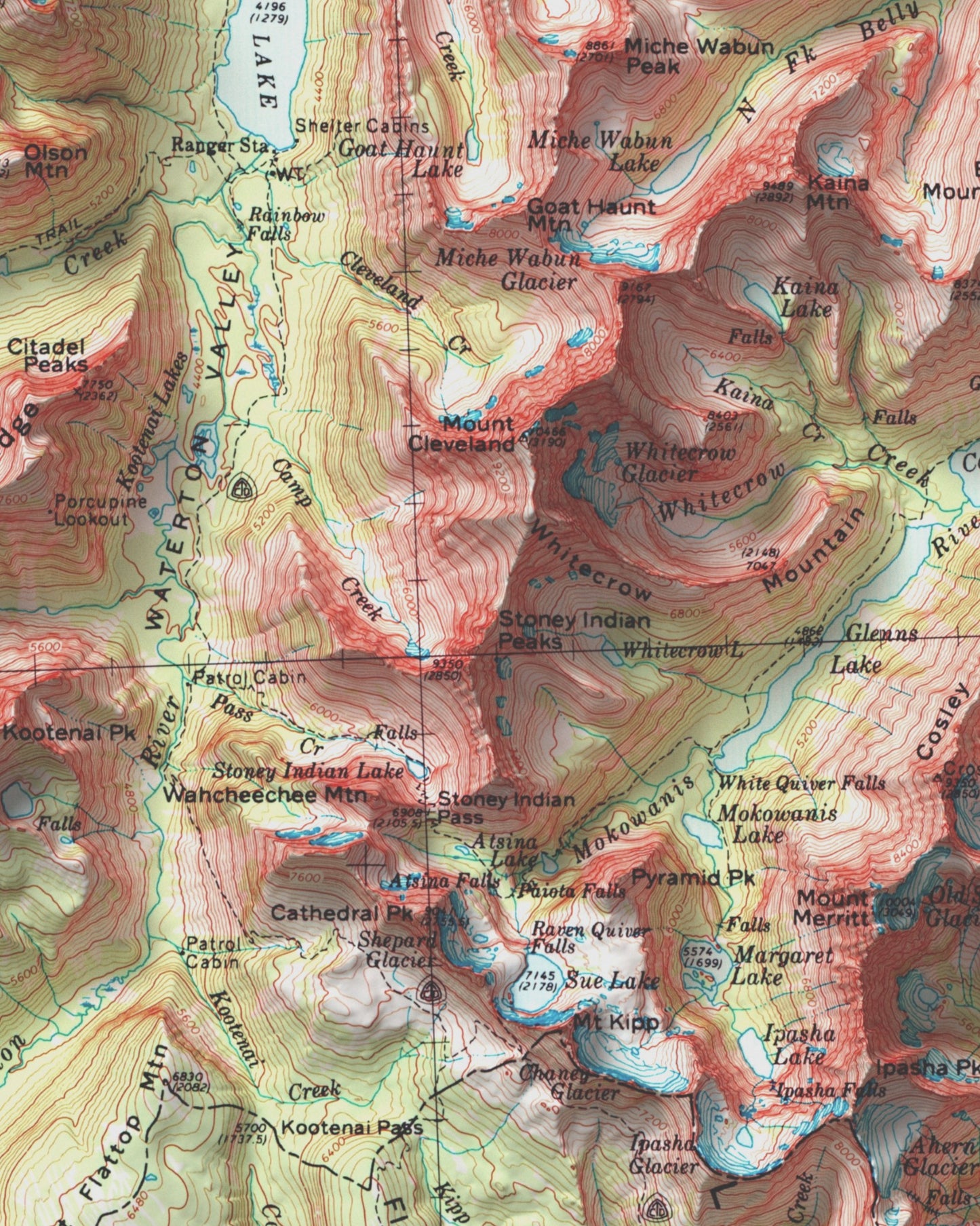 1998 Glacier National Park | Topographic USGS Map