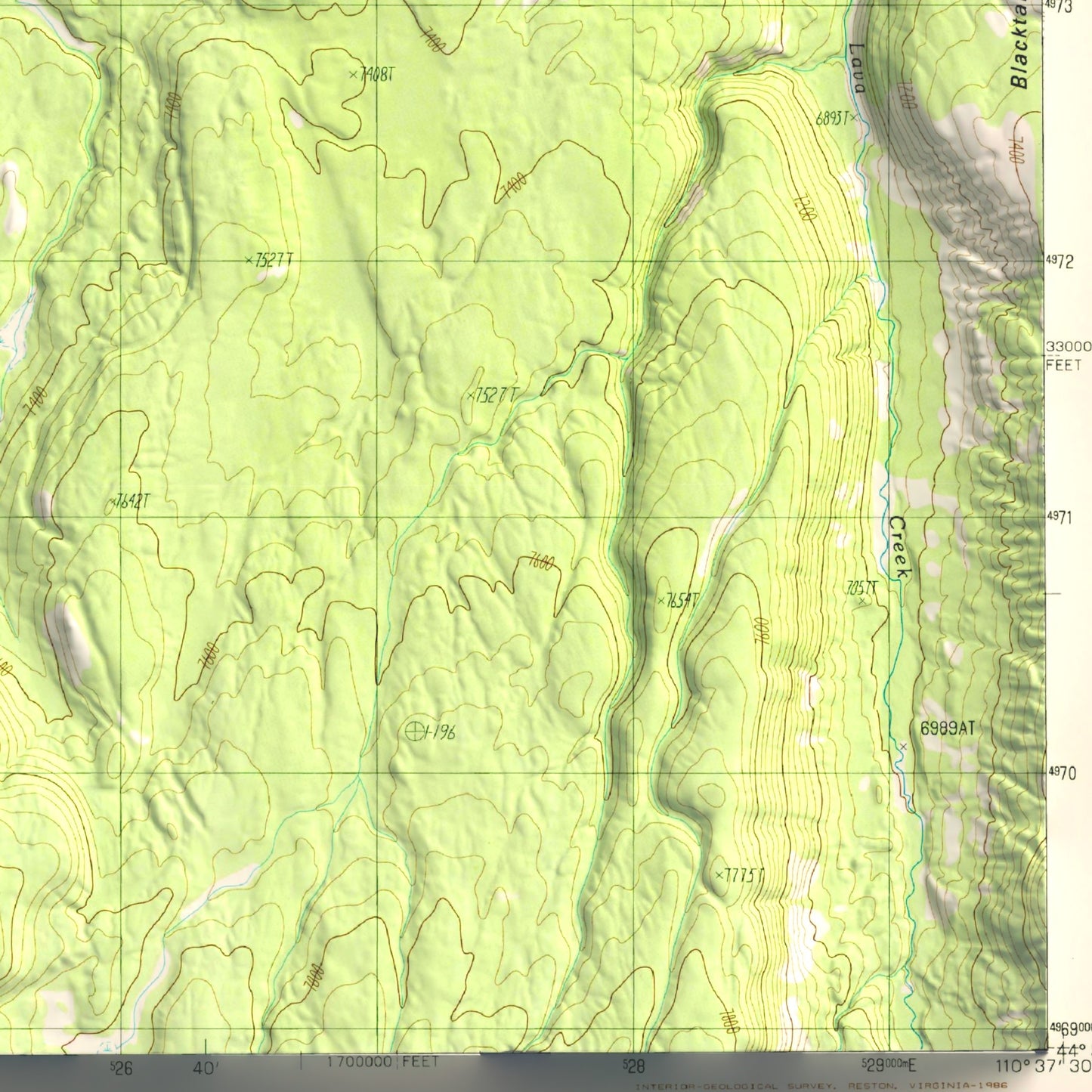 1986 Yellowstone National Park | Mammoth Hot Springs | 7.5'x7.5' Shaded Historic USGS Map