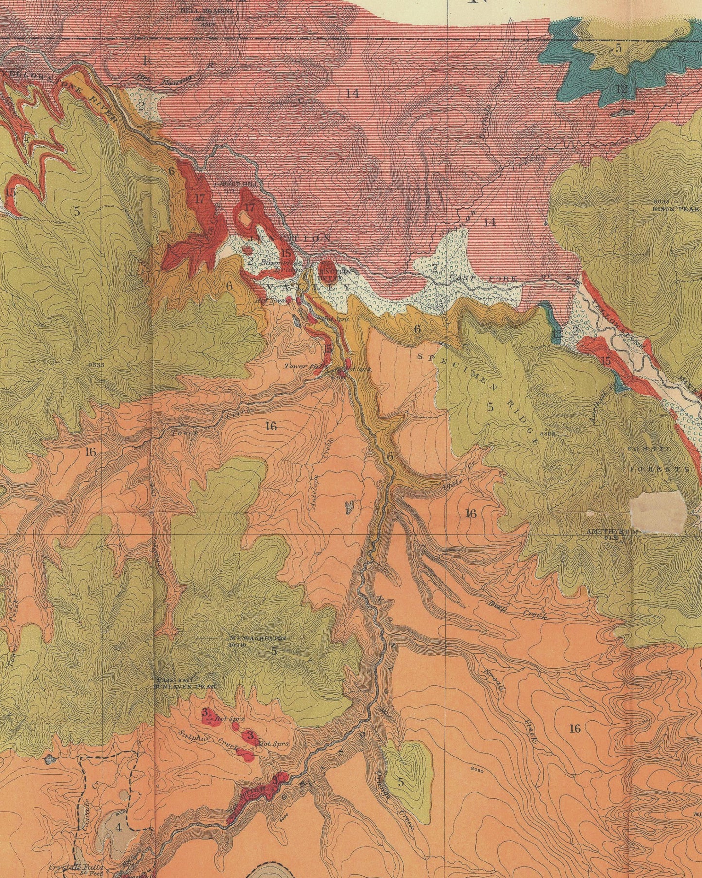 1878 Yellowstone Geologic Map | Enhanced and Remastered Geologic Map by Ferdinand V. Hayden