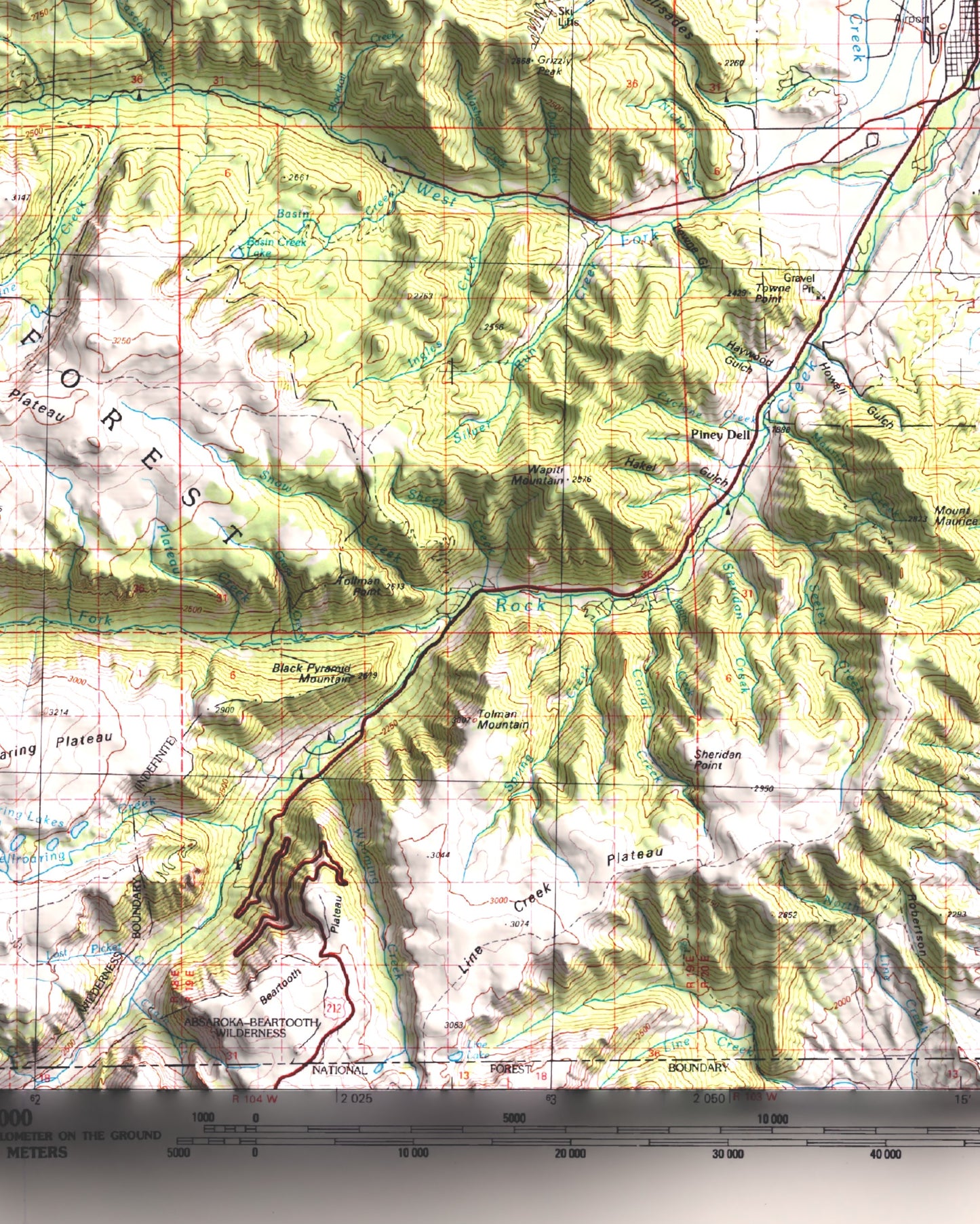1989 Red Lodge & Beartooth Mountains, MT | 30'x60' Shaded Historic USGS Map