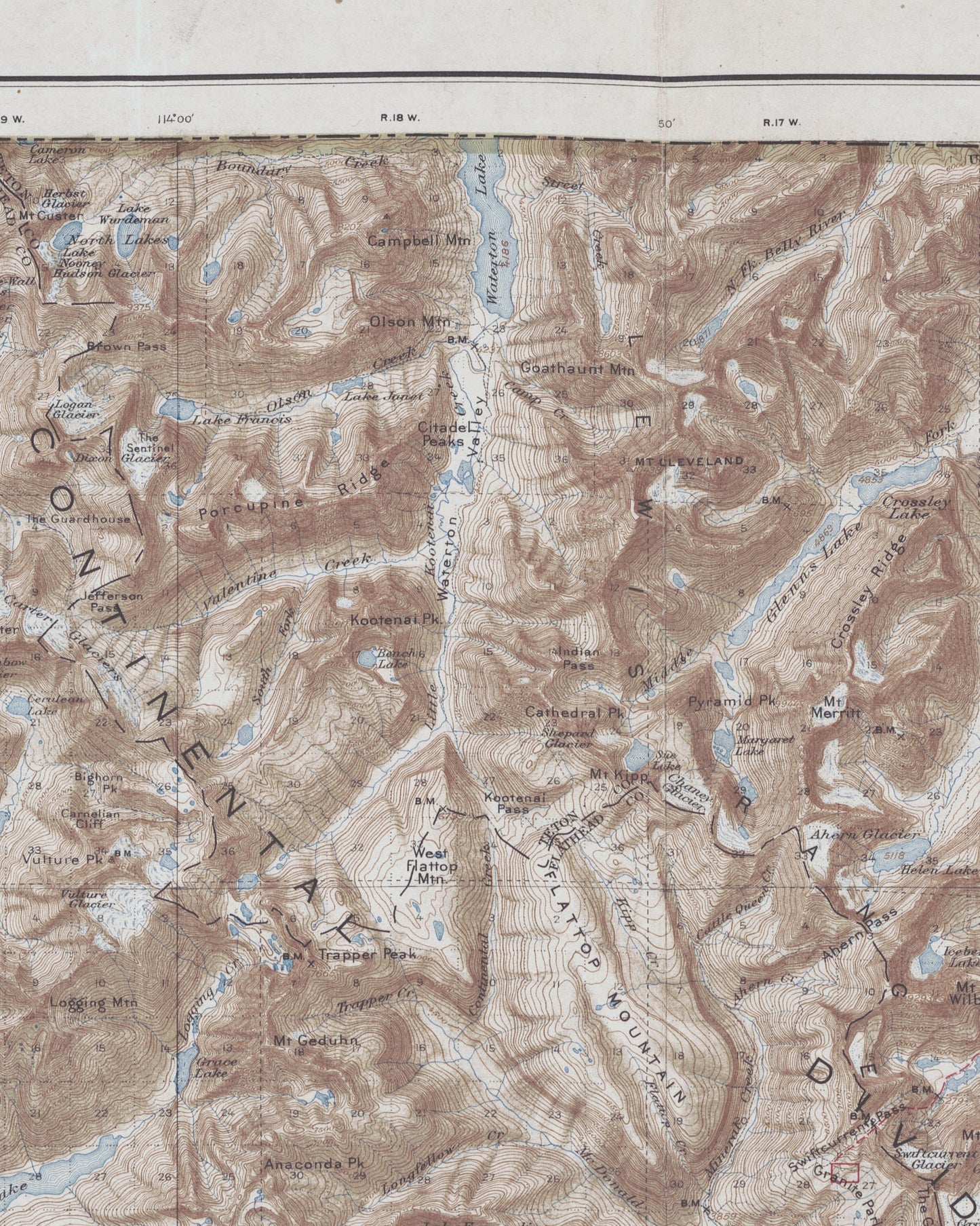 1915 Glacier National Park | Historic Topographic US DOI Map